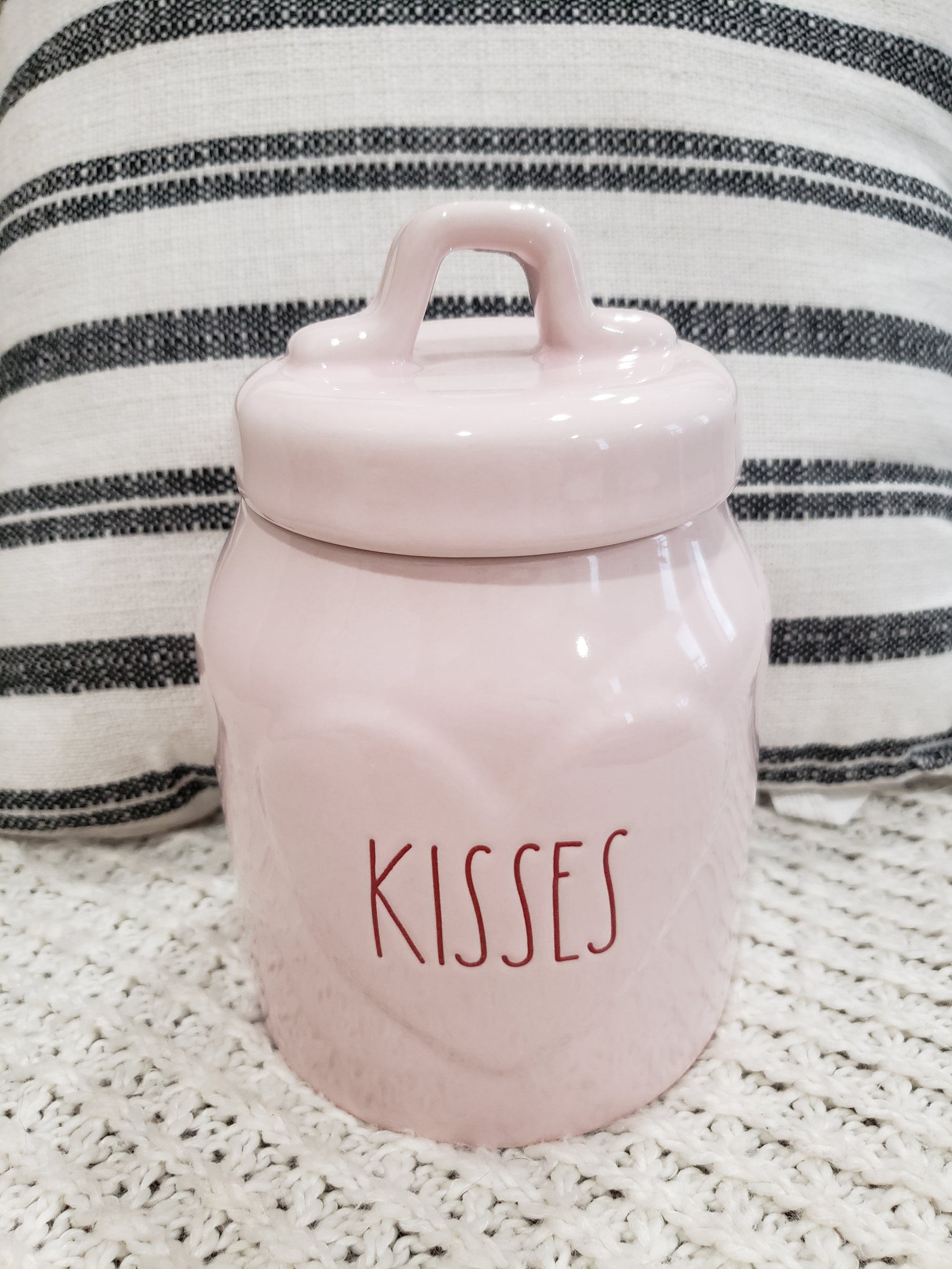 Rae Dunn "Kisses" Powder Pink Small Canister Collection