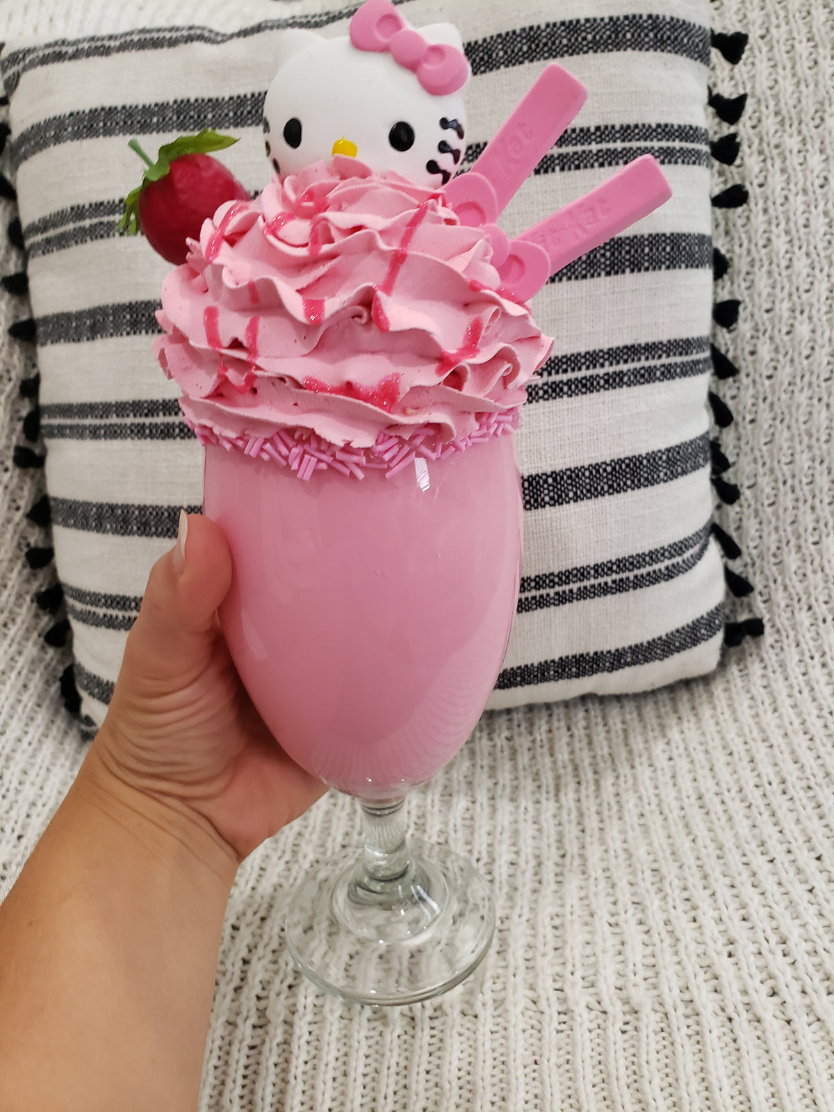 Pip Posh Design Faux Sweet Décor Hello Kitty Strawberry Kit Kat Whipped Pink Topper Sundae Hk Collection