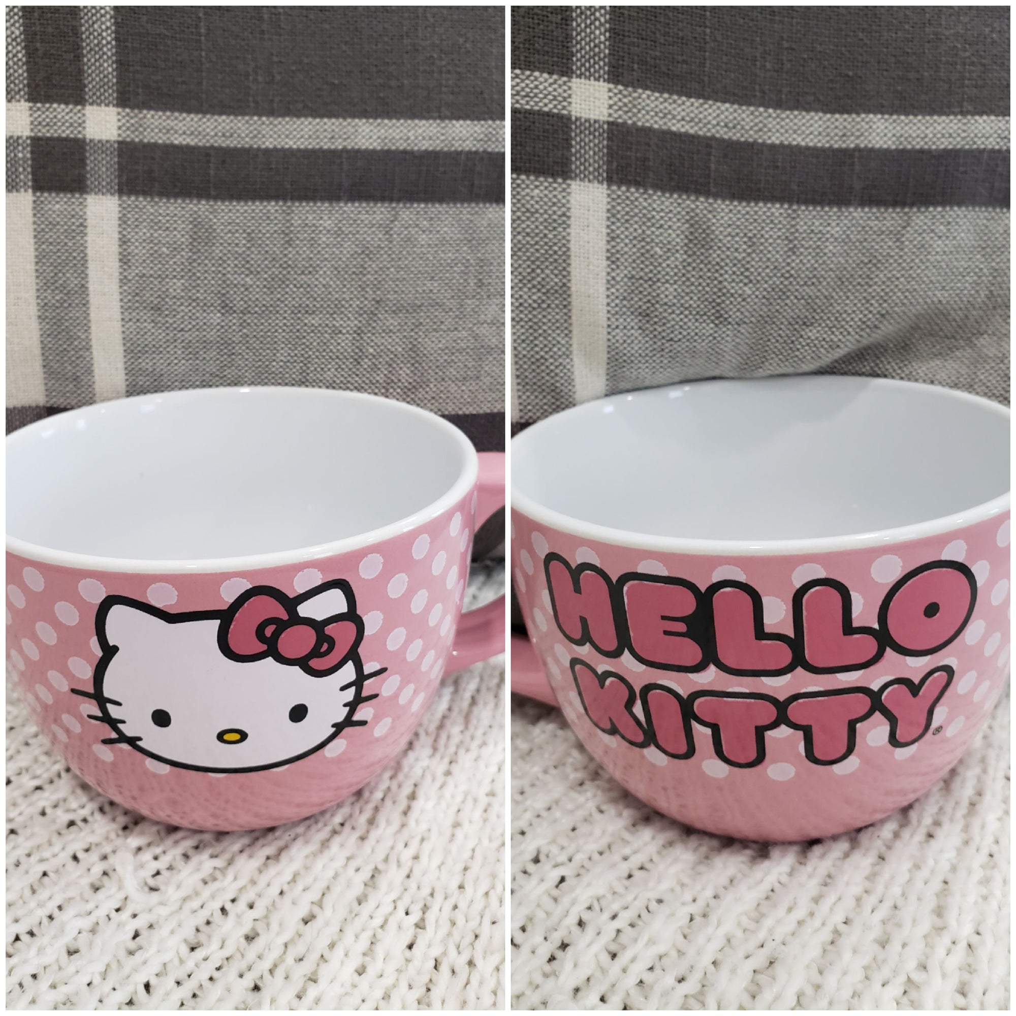 Hello Kitty Polka Pink Dot Round 24 Oz Double Sided Mug Hk Collection