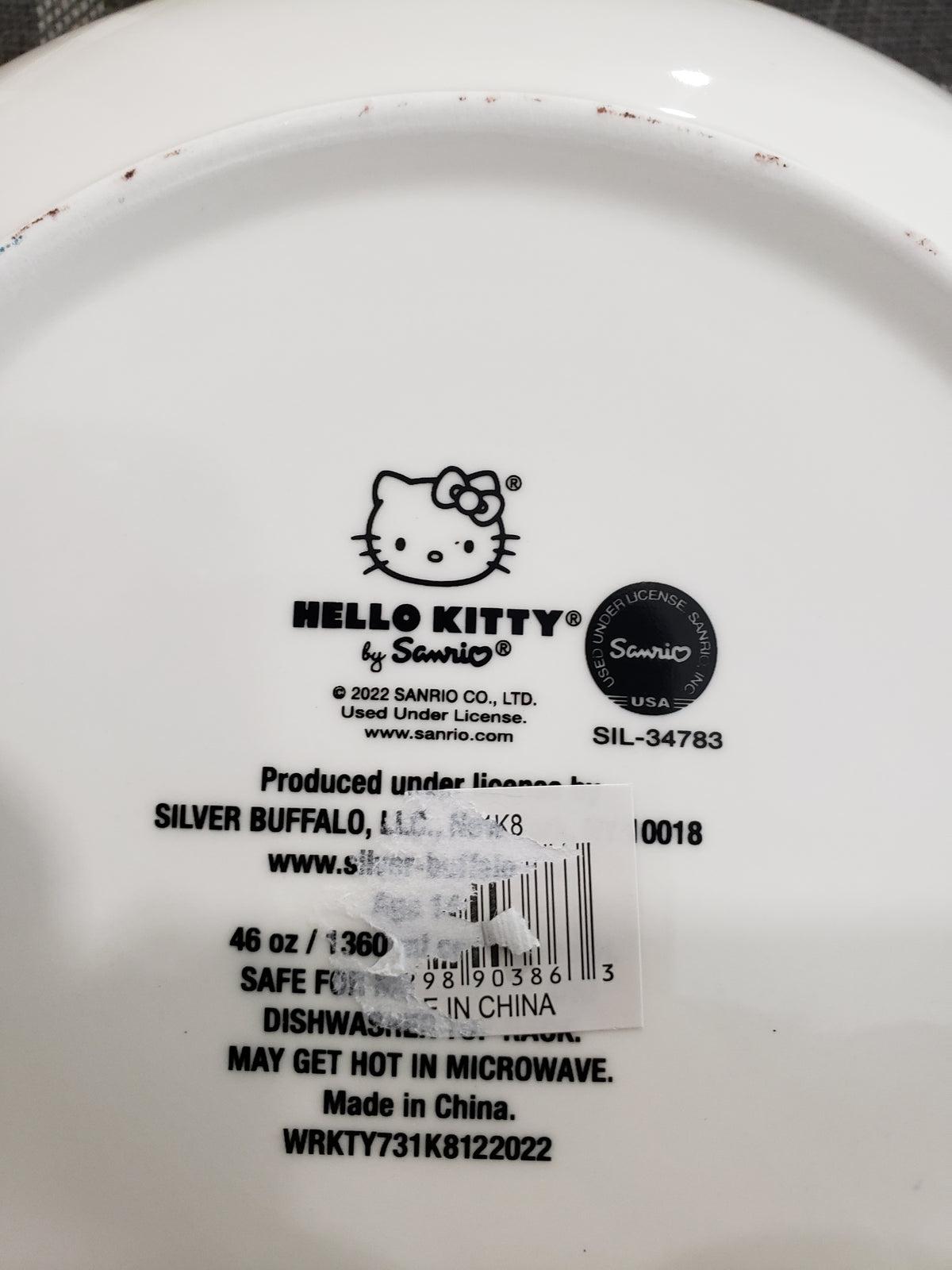 Hello Kitty Pink Polka Dots &amp; Teddy Bear Round 46 Oz Dish Hk Collection