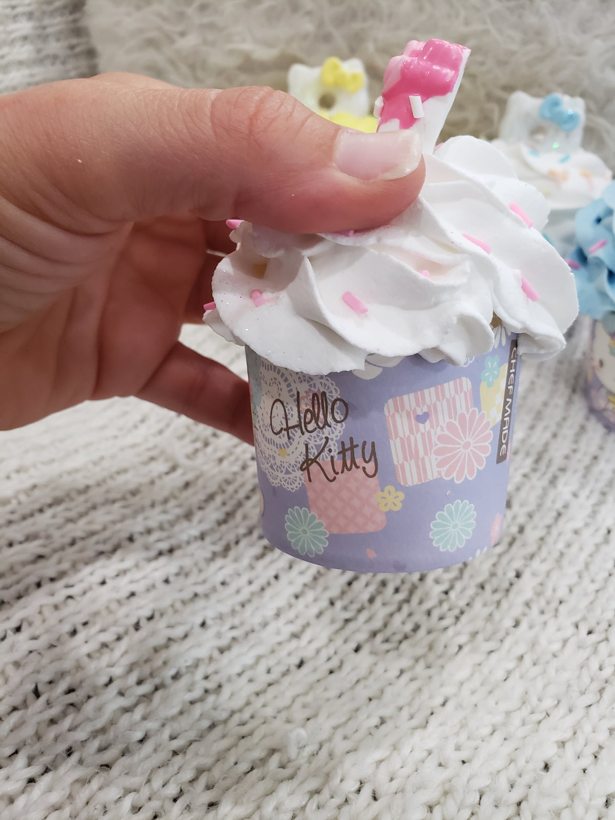 Pip Posh Design Faux Sweet Décor Hello Kitty Purple Kimono Celebration Assorted Cupcakes Set Of 4 Hk Bakery Collection