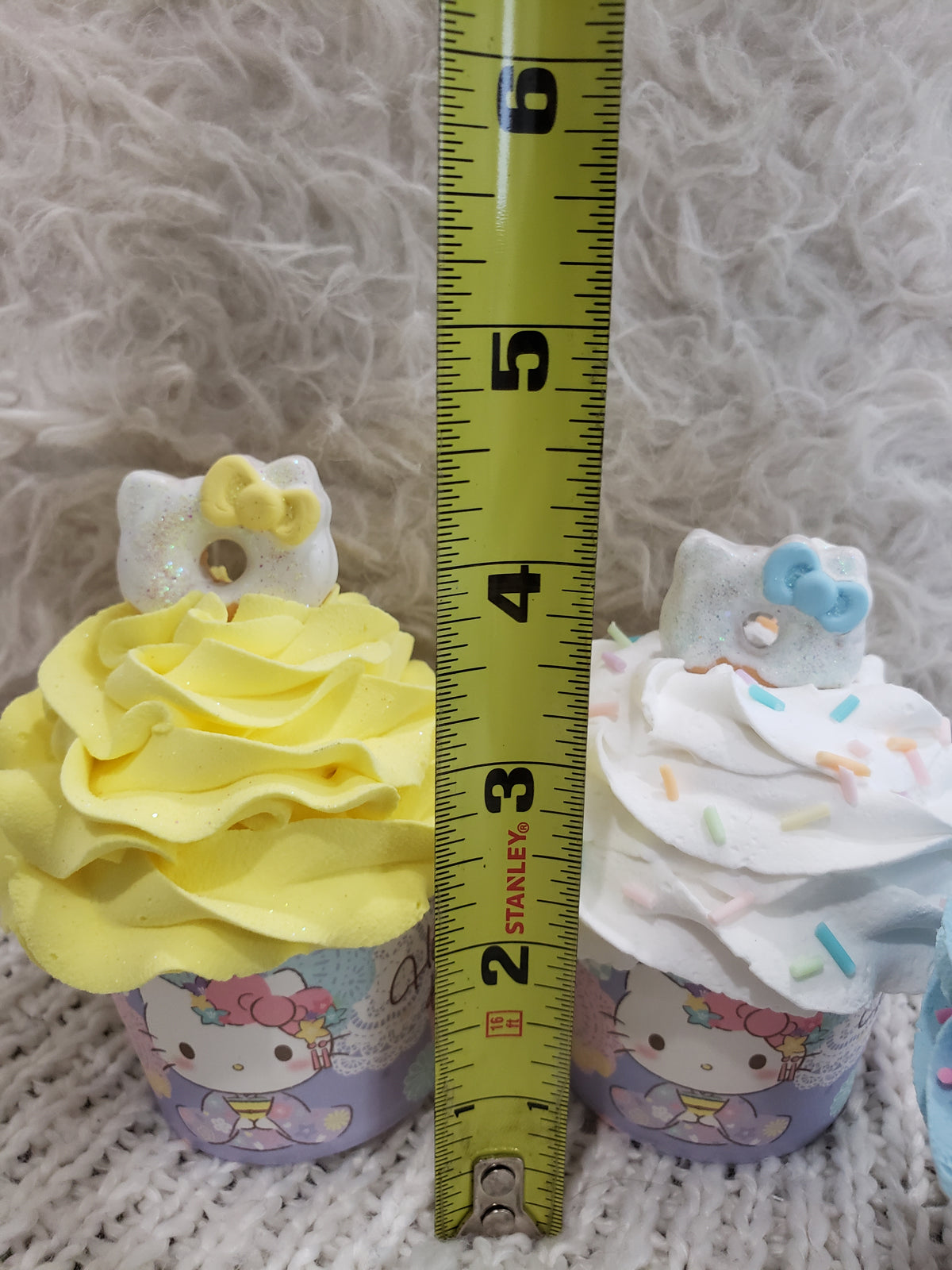 Pip Posh Design Faux Sweet Décor Hello Kitty Purple Kimono Celebration Assorted Cupcakes Set Of 4 Hk Bakery Collection