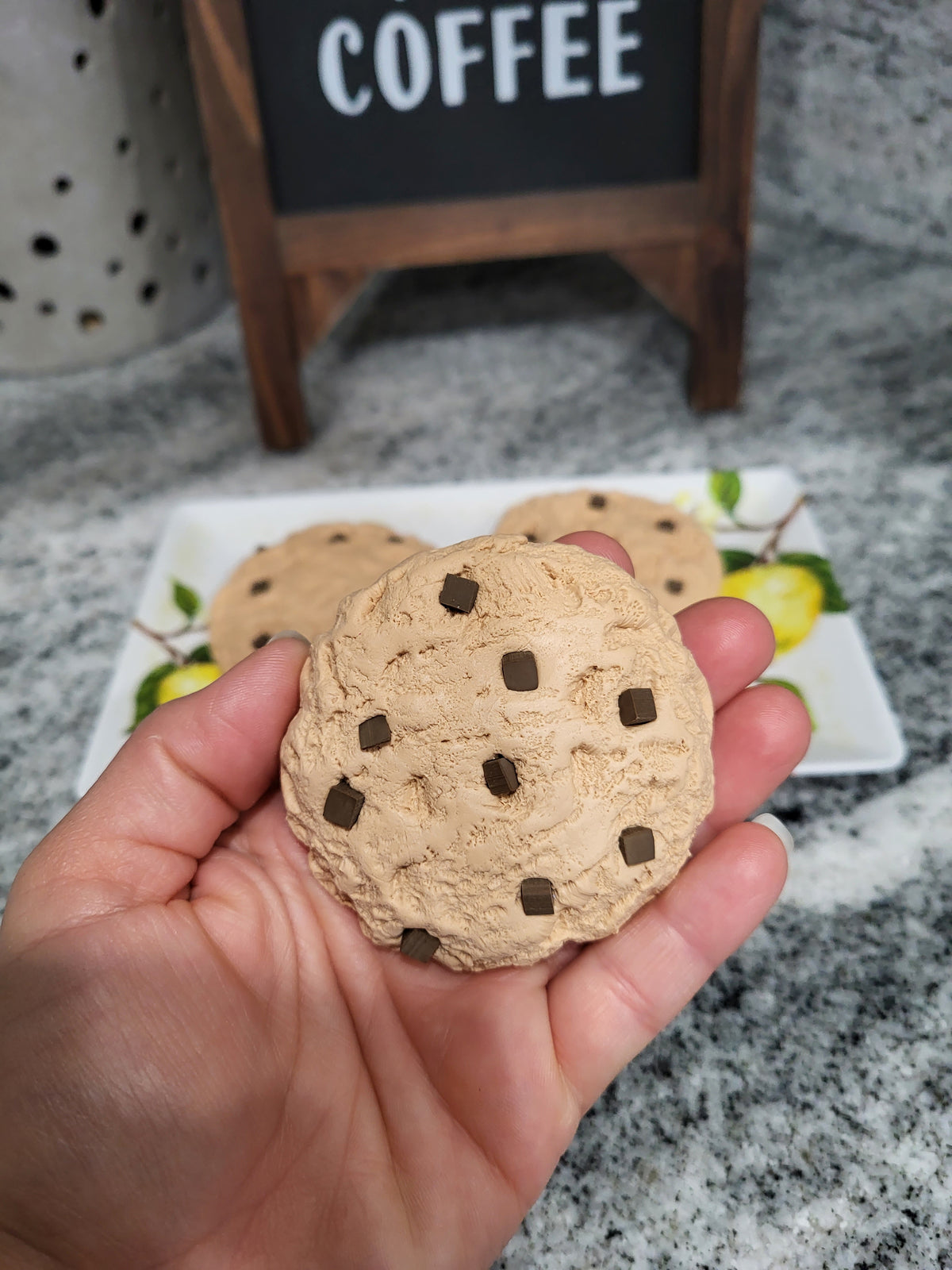 Pip Posh Design Faux Sweet Décor Chocolate Chip Cookies Set of 4 Bakery Collection