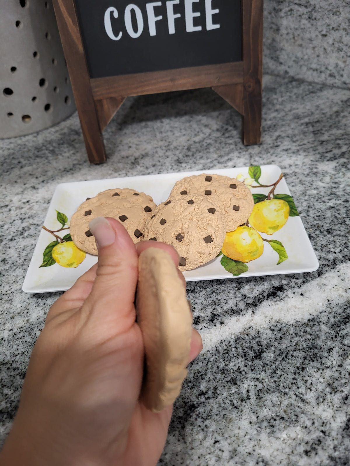 Pip Posh Design Faux Sweet Décor Chocolate Chip Cookies Set of 4 Bakery Collection