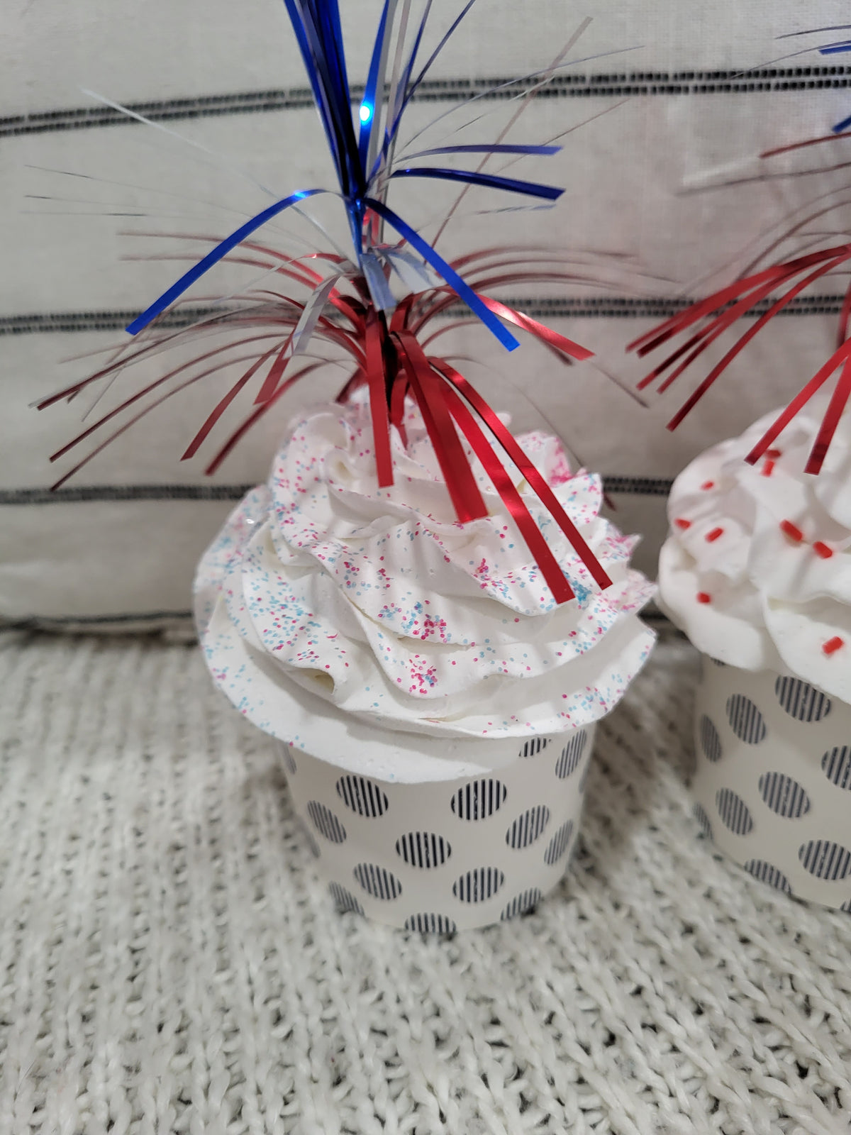 Pip Posh Design Faux Sweet Décor Fourth Of July Sparklers Cupcakes Set Of 4 Bakery Collection