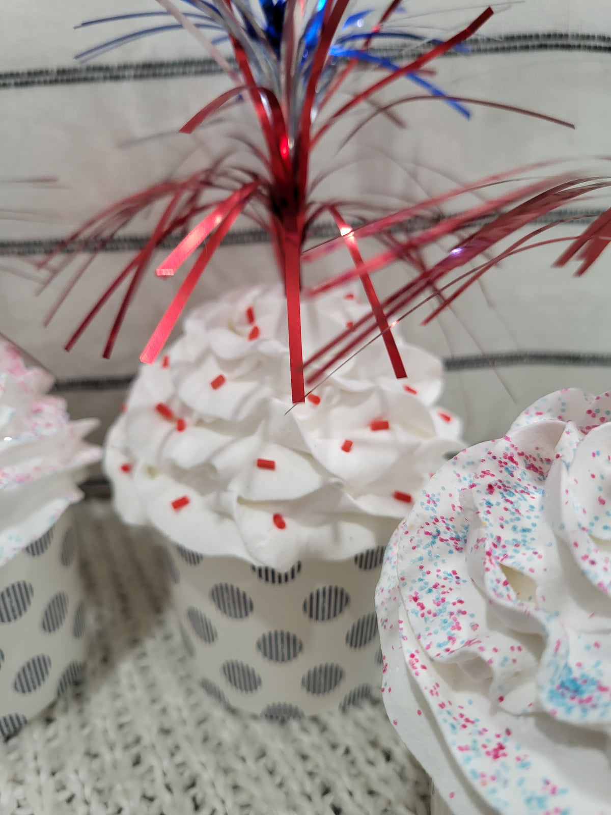 Pip Posh Design Faux Sweet Décor Fourth Of July Sparklers Cupcakes Set Of 4 Bakery Collection