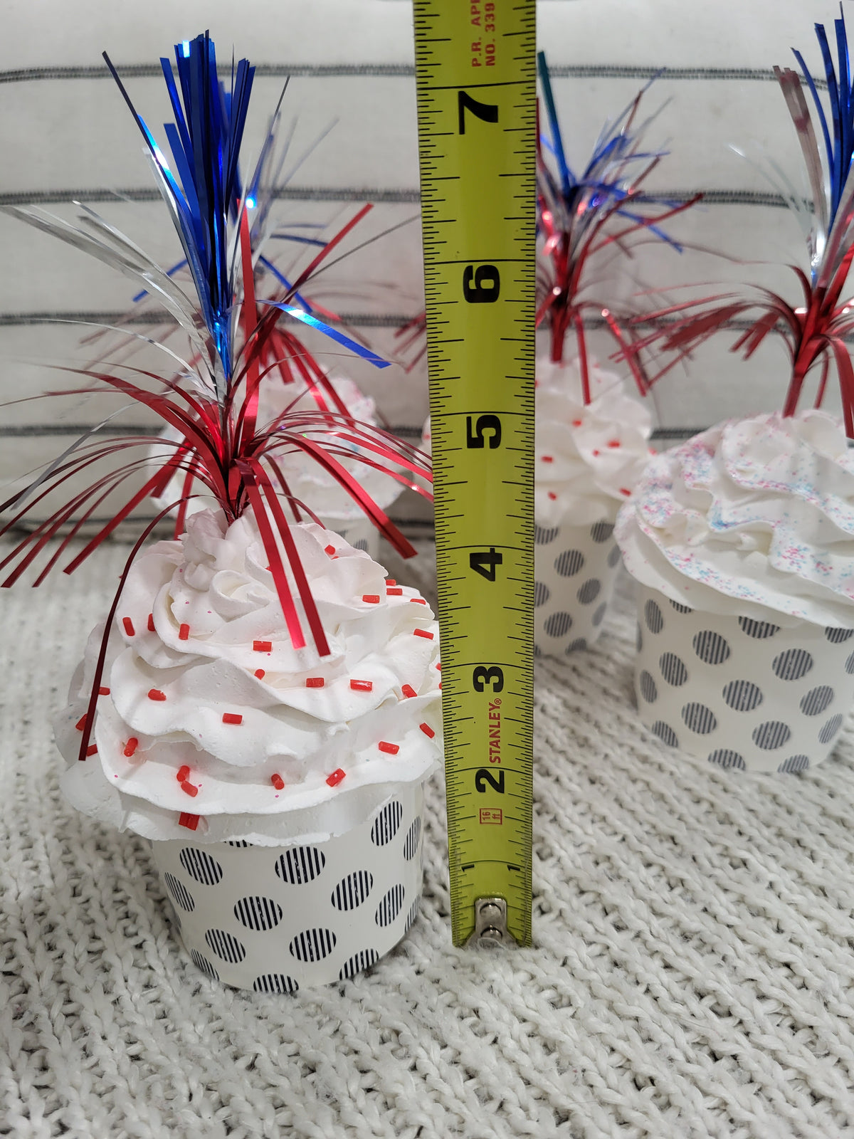Pip Posh Design Faux Sweet Décor Fourth Of July Sparklers Cupcakes Set Of 4 Bakery Collection