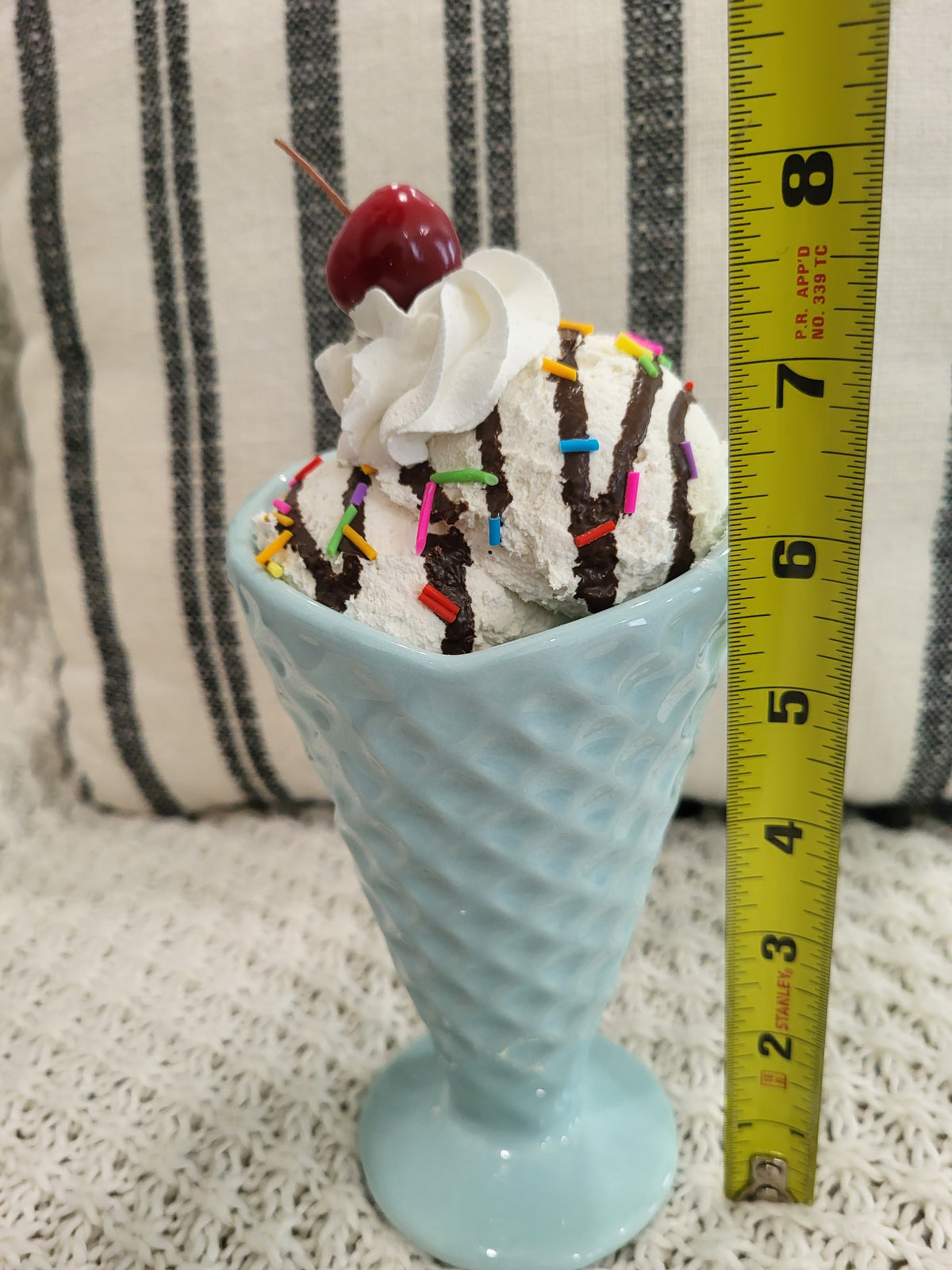 Pip Posh Design Faux Sweet Décor Whipped Cherry On Top Vanilla Confetti Chocolate Drizzle Ice Cream Cone Dessert Collection