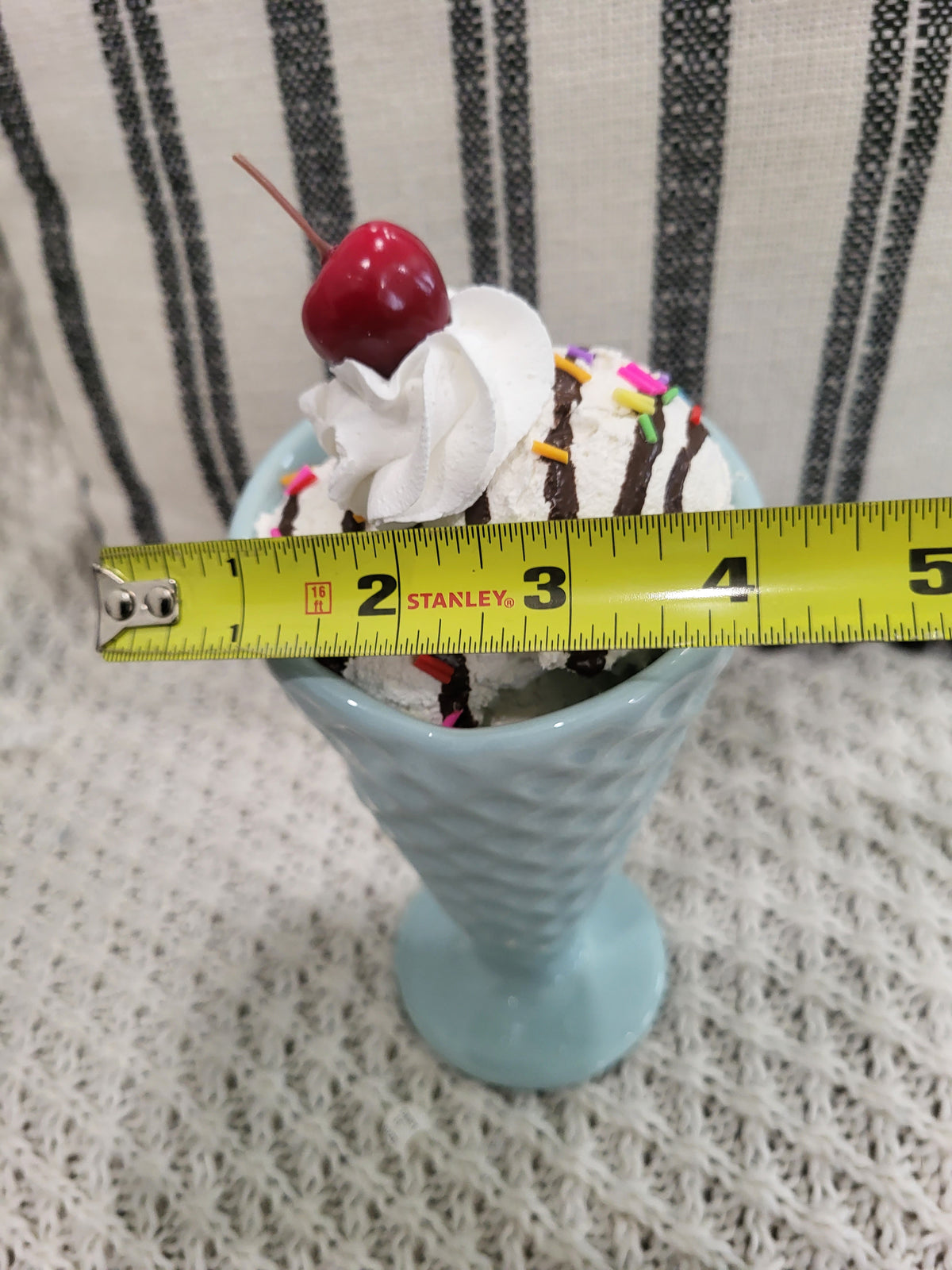 Pip Posh Design Faux Sweet Décor Whipped Cherry On Top Vanilla Confetti Chocolate Drizzle Ice Cream Cone Dessert Collection