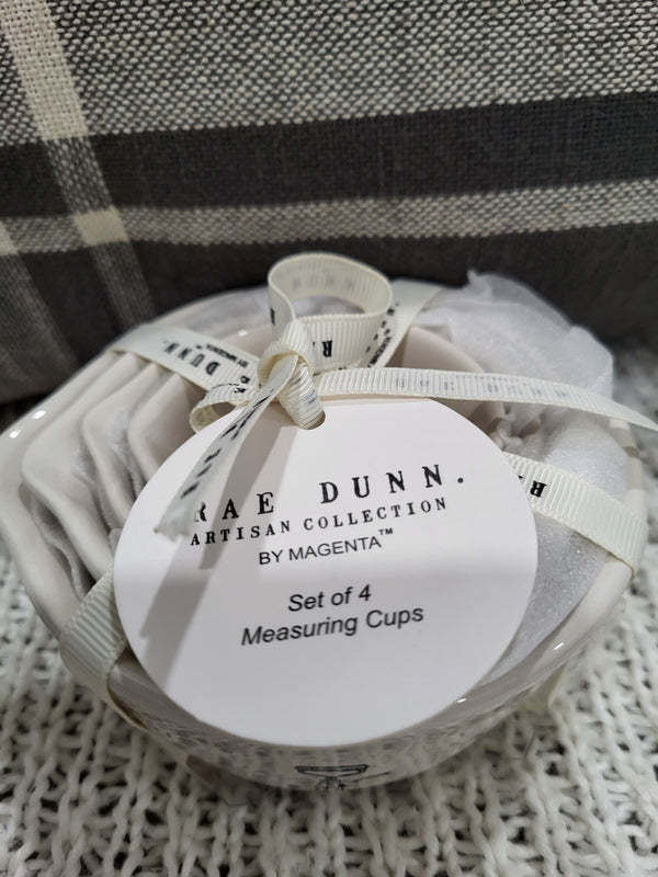 NEW Rae Dunn Measuring Cups: Set of 4 with Leather Loop