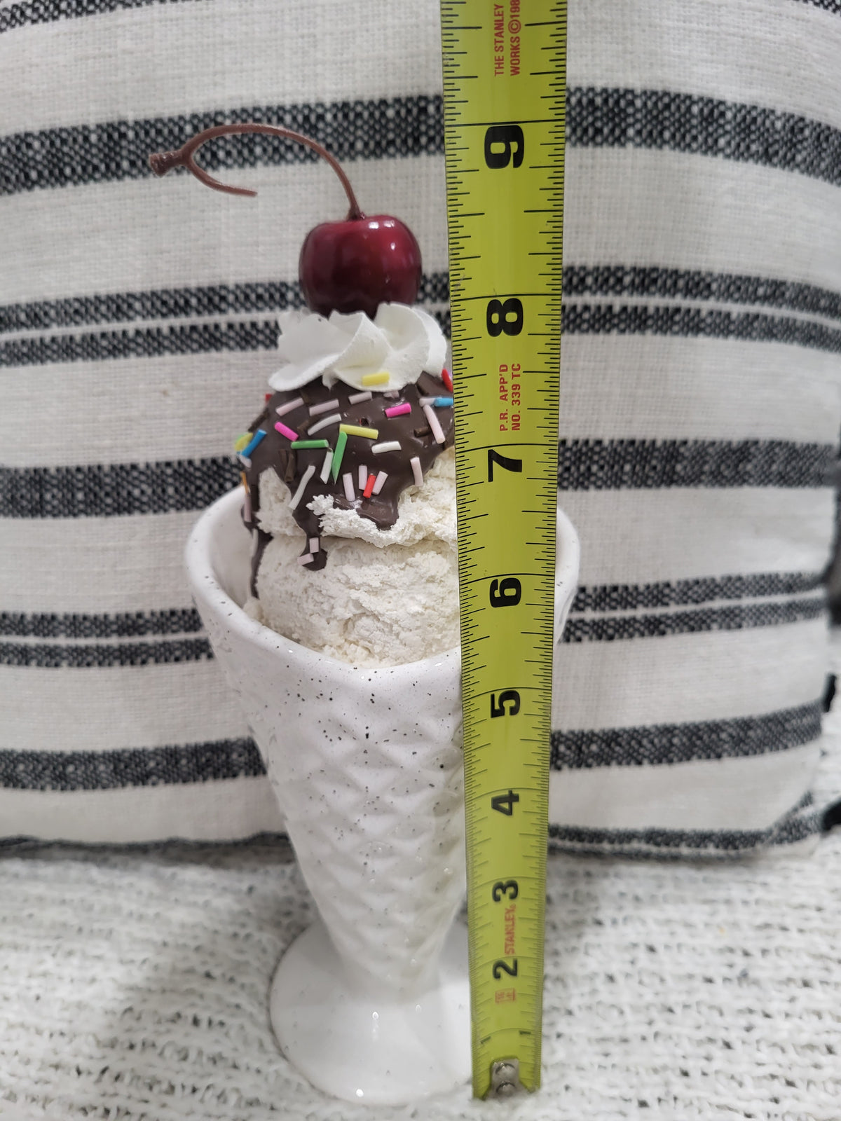 Pip Posh Design Faux Sweet Décor Chocolate Drizzled Sprinkles Whipped Cherry Vanilla Ice Cream Speckled Ice Cream Cone Dessert Collection