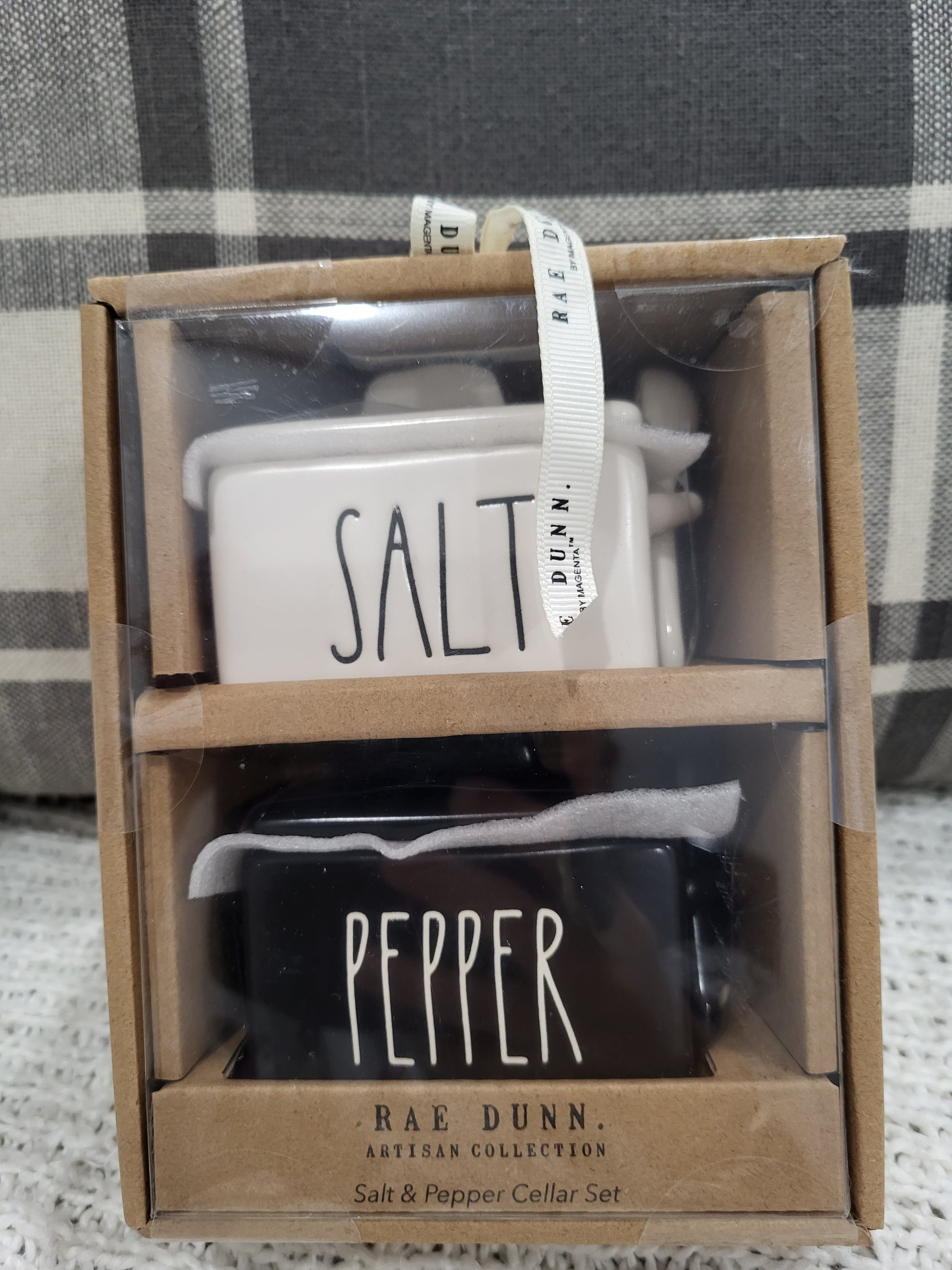 Rae Dunn Black and White Salt & Pepper Cellar Set Kitchen Collection