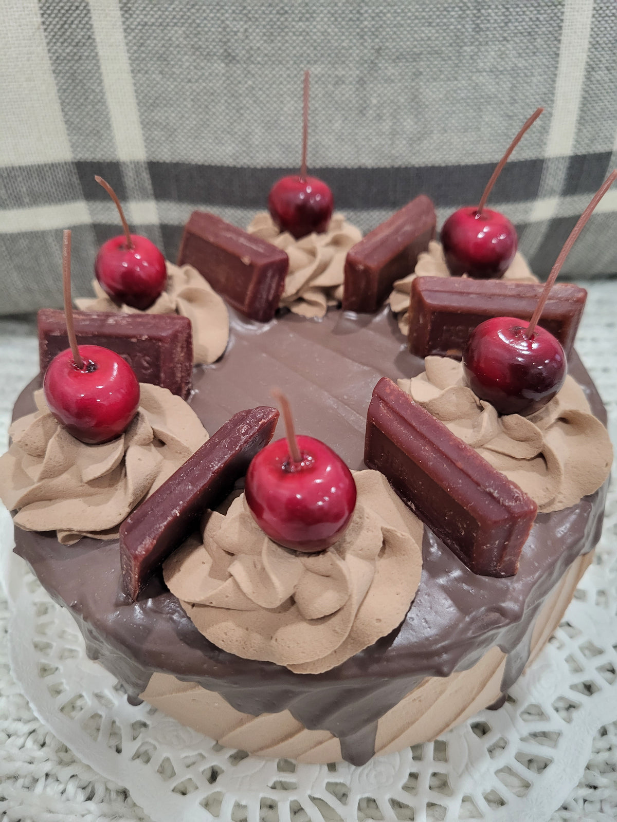 Pip Posh Design Faux Sweet Décor Chocolate Cherry Drizzle Cake Bakery Collection