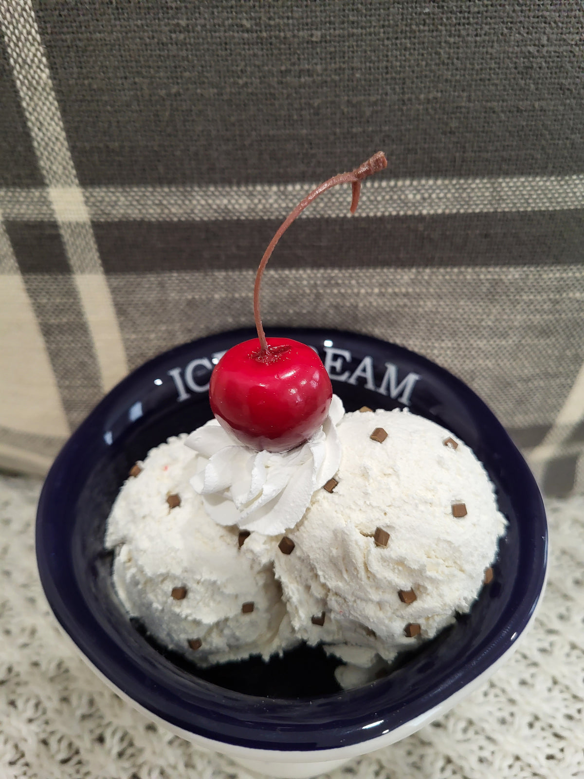 Pip Posh Design Faux Sweet Décor Stars Ice Cream Cup &amp; Whipped Cherry Vanilla Chip Ice Cream Dessert