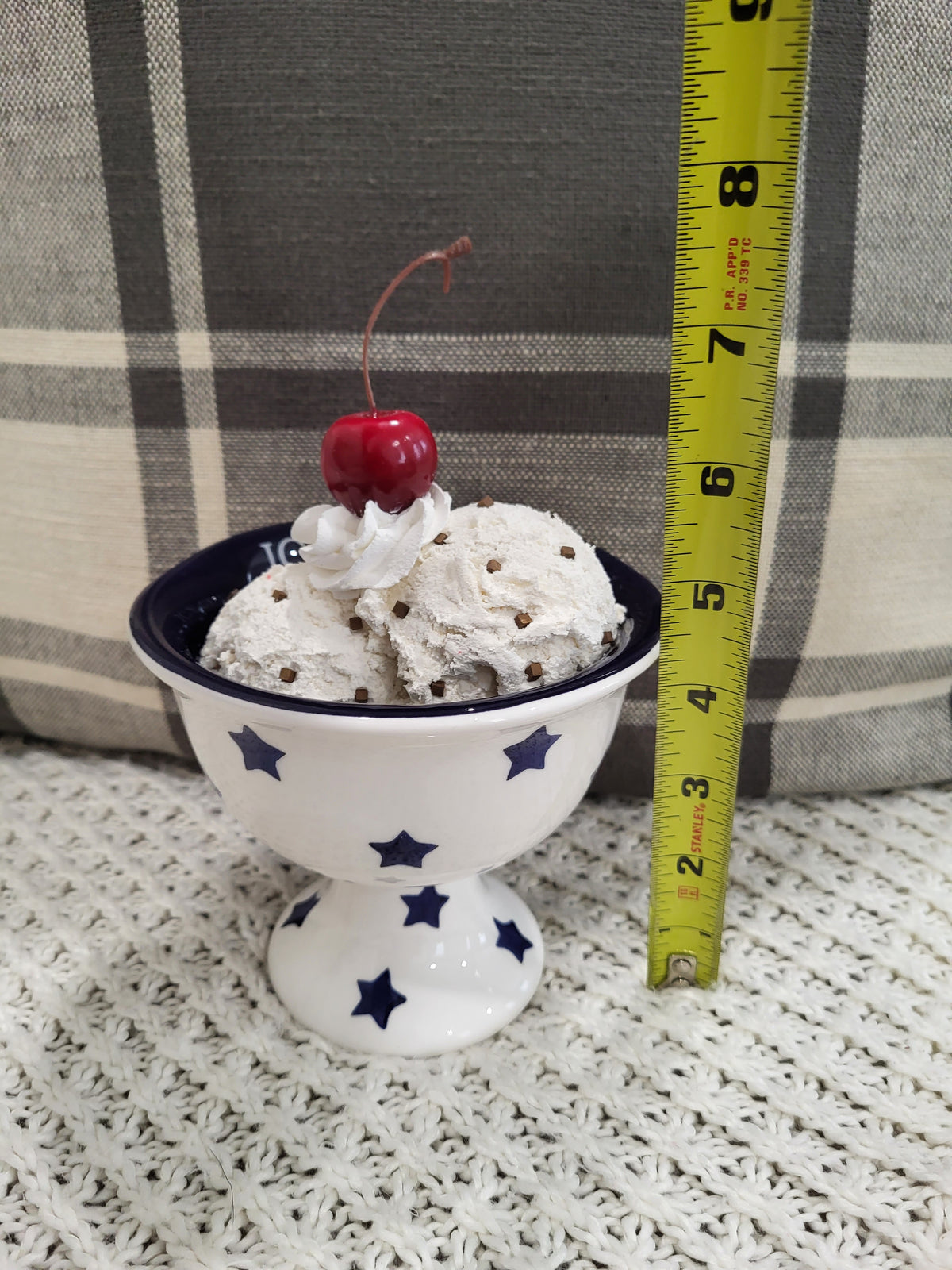 Pip Posh Design Faux Sweet Décor Stars Ice Cream Cup &amp; Whipped Cherry Vanilla Chip Ice Cream Dessert