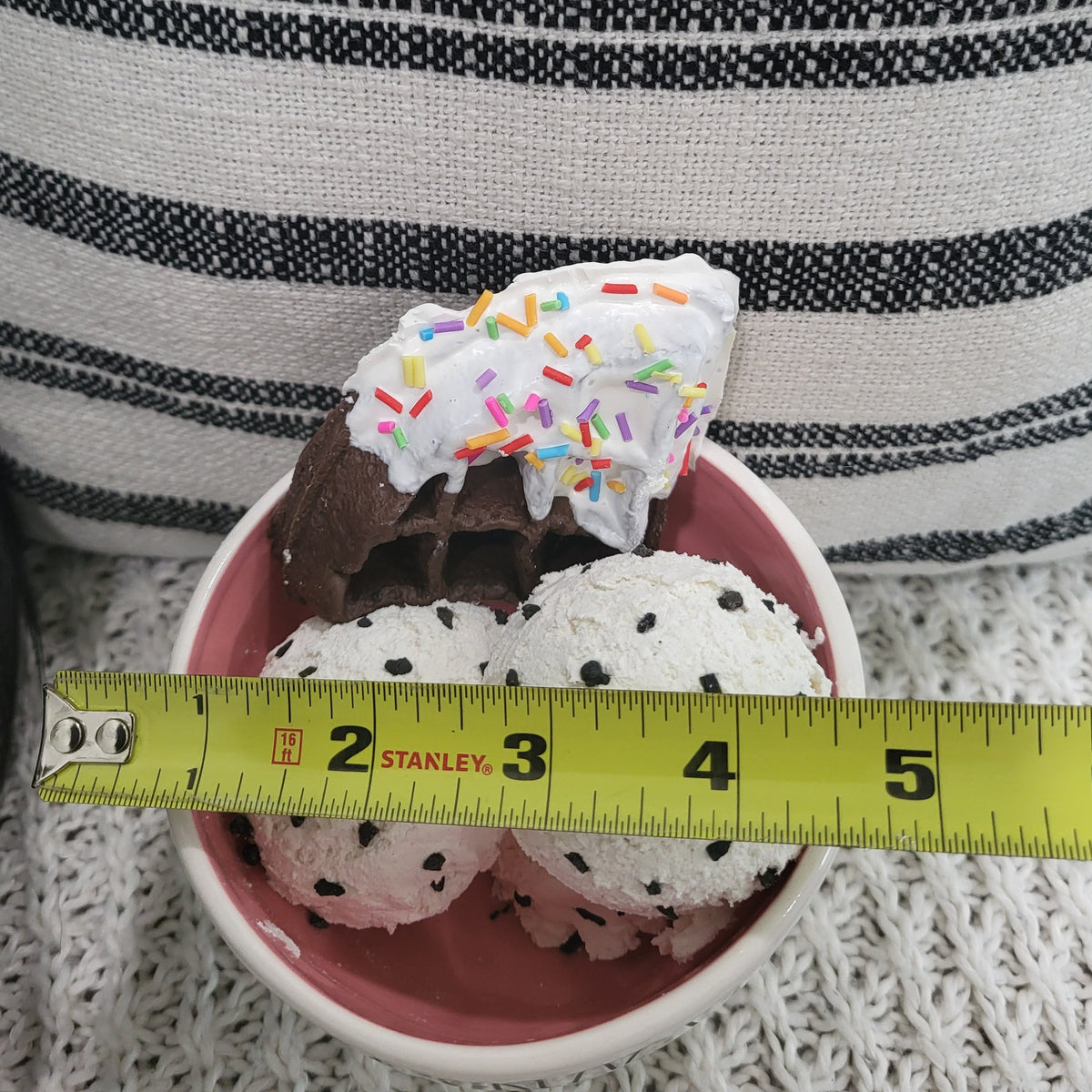 Rae Dunn &quot;Ice Cream&quot; White Dish &amp; Pip Posh Design Faux Sweet Décor Cookie&#39;s N&#39; Cream Ice Cream Confetti Waffle Dessert Collection