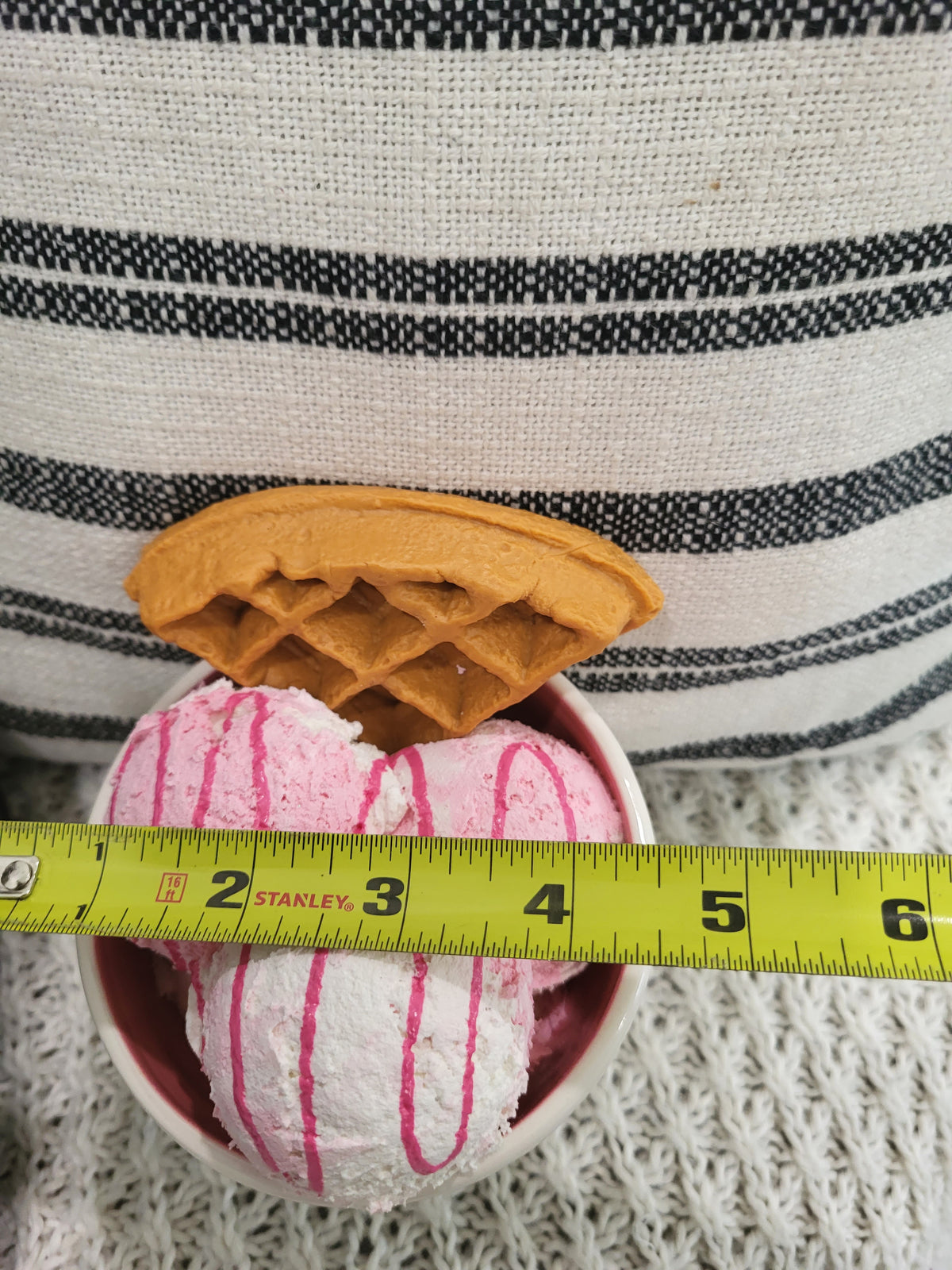 Rae Dunn &quot;Ice Cream&quot; White Dish &amp; Pip Posh Design Faux Sweet Décor Waffle Strawberry Vanilla Ice Cream Dessert