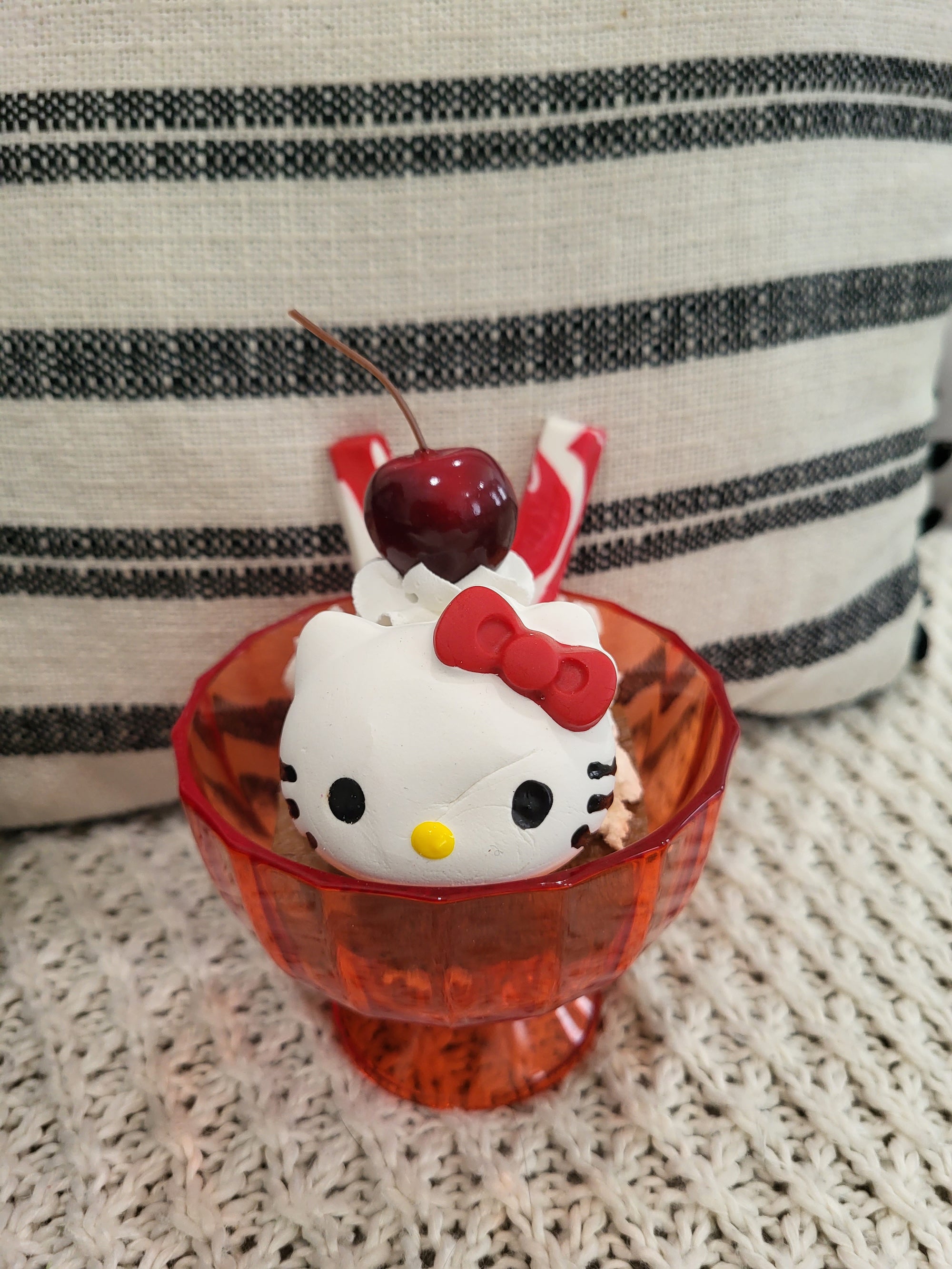 Pip Posh Design Faux Sweet Décor Hello Kitty Whipped Cherry Cholate Cake Ice Cream Dish Dessert HK Collection