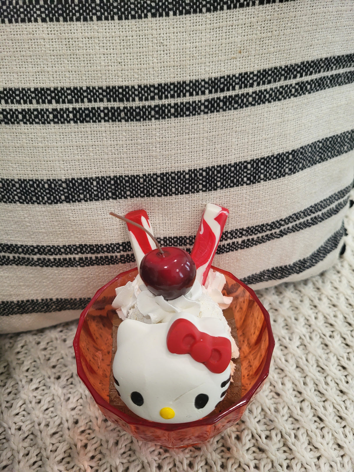 Pip Posh Design Faux Sweet Décor Hello Kitty Whipped Cherry Cholate Cake Ice Cream Dish Dessert HK Collection