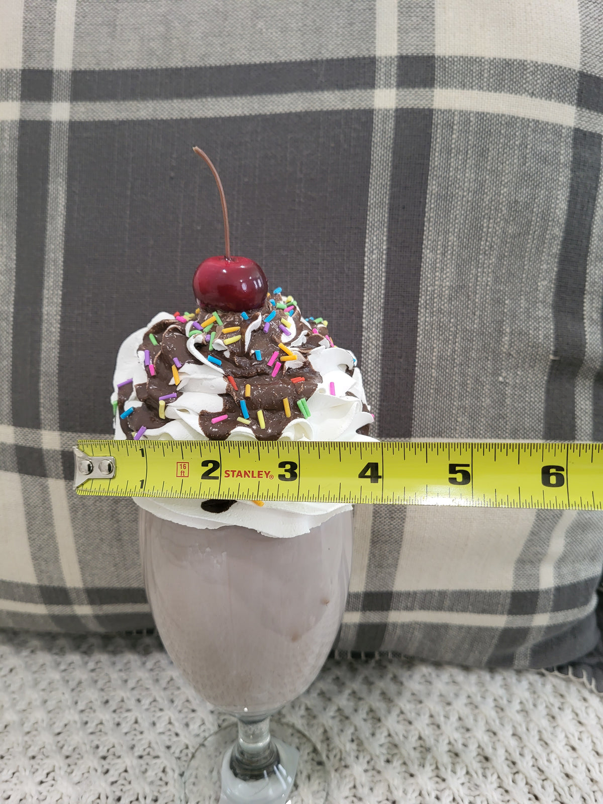 Pip Posh Design Faux Sweet Décor Whipped Cherry Chocolate Drizzle Sprinkled Milk Shake Dessert Collection