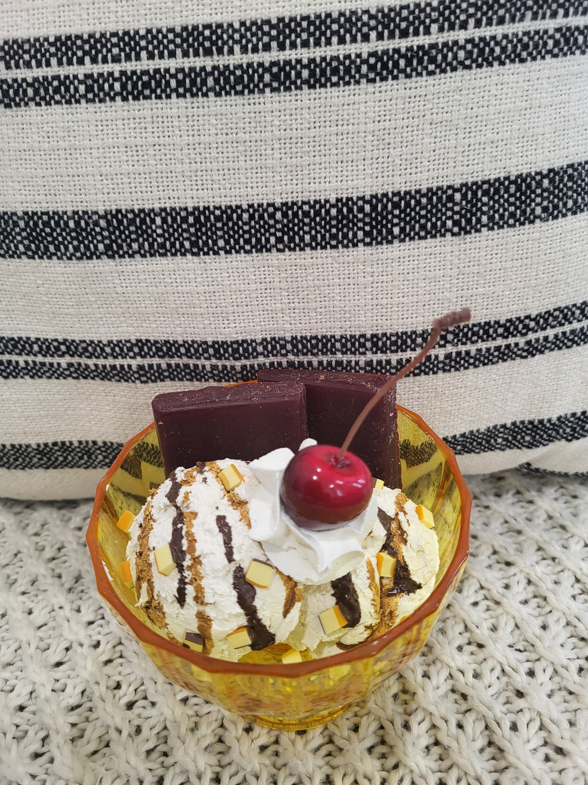 Pip Posh Design Faux Sweet Décor Whipped Cherry Vanilla Caramel Chocolate Drizzle Ice Cream Dessert Collection