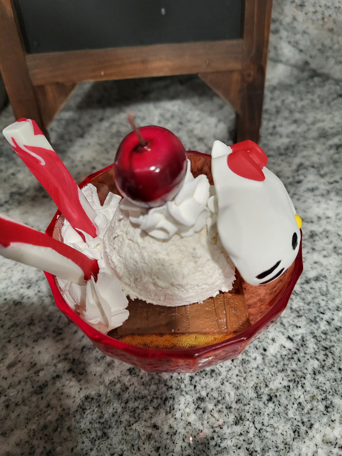 Pip Posh Design Faux Sweet Décor Hello Kitty Whipped Cherry Cholate Cake Ice Cream Dish Dessert HK Collection