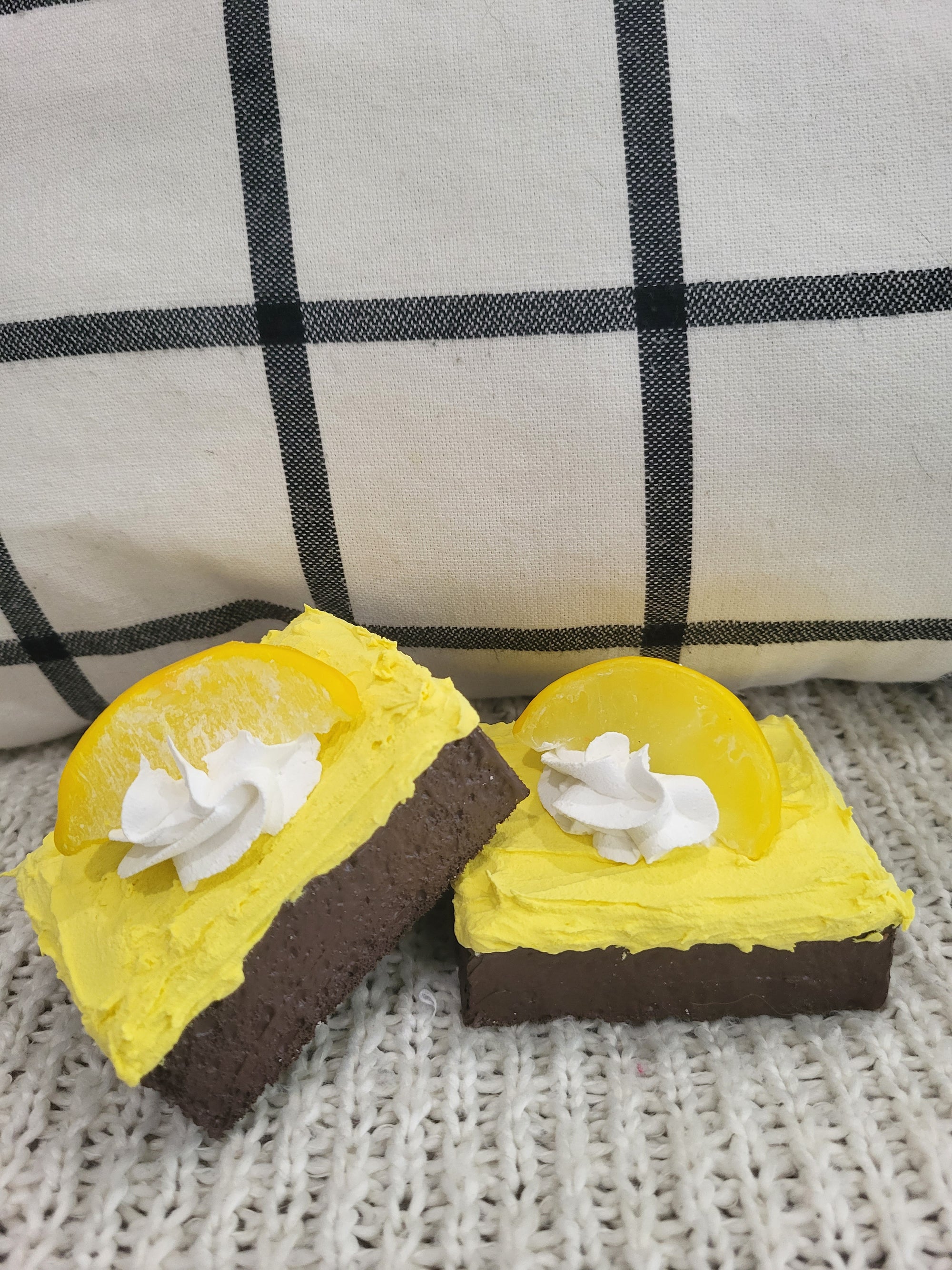 Pip Posh Design Faux Sweet Décor Whipped Lemon Brownies Set Of 2 Bakery Collection