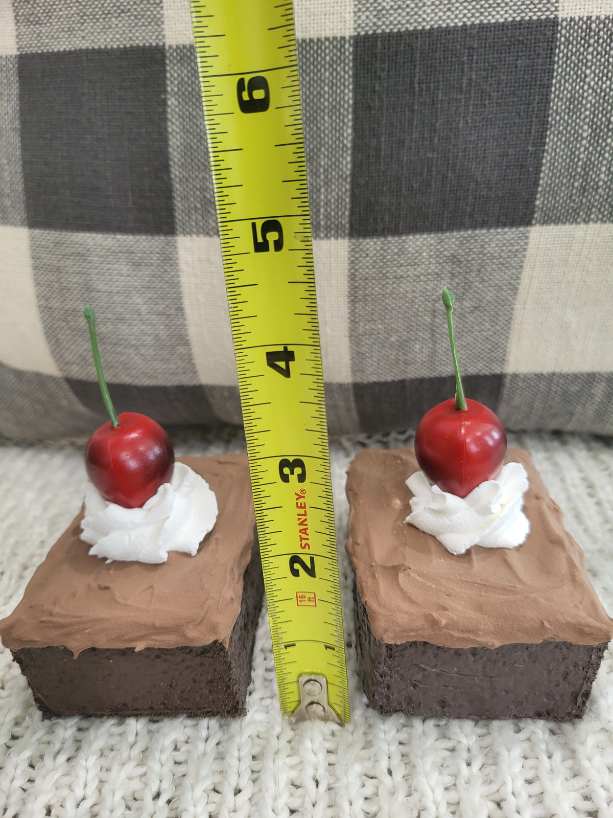 Pip Posh Design Faux Sweet Décor Chocolate Frosted Whipped Cherry Brownies Set Of 2 Bakery Collection