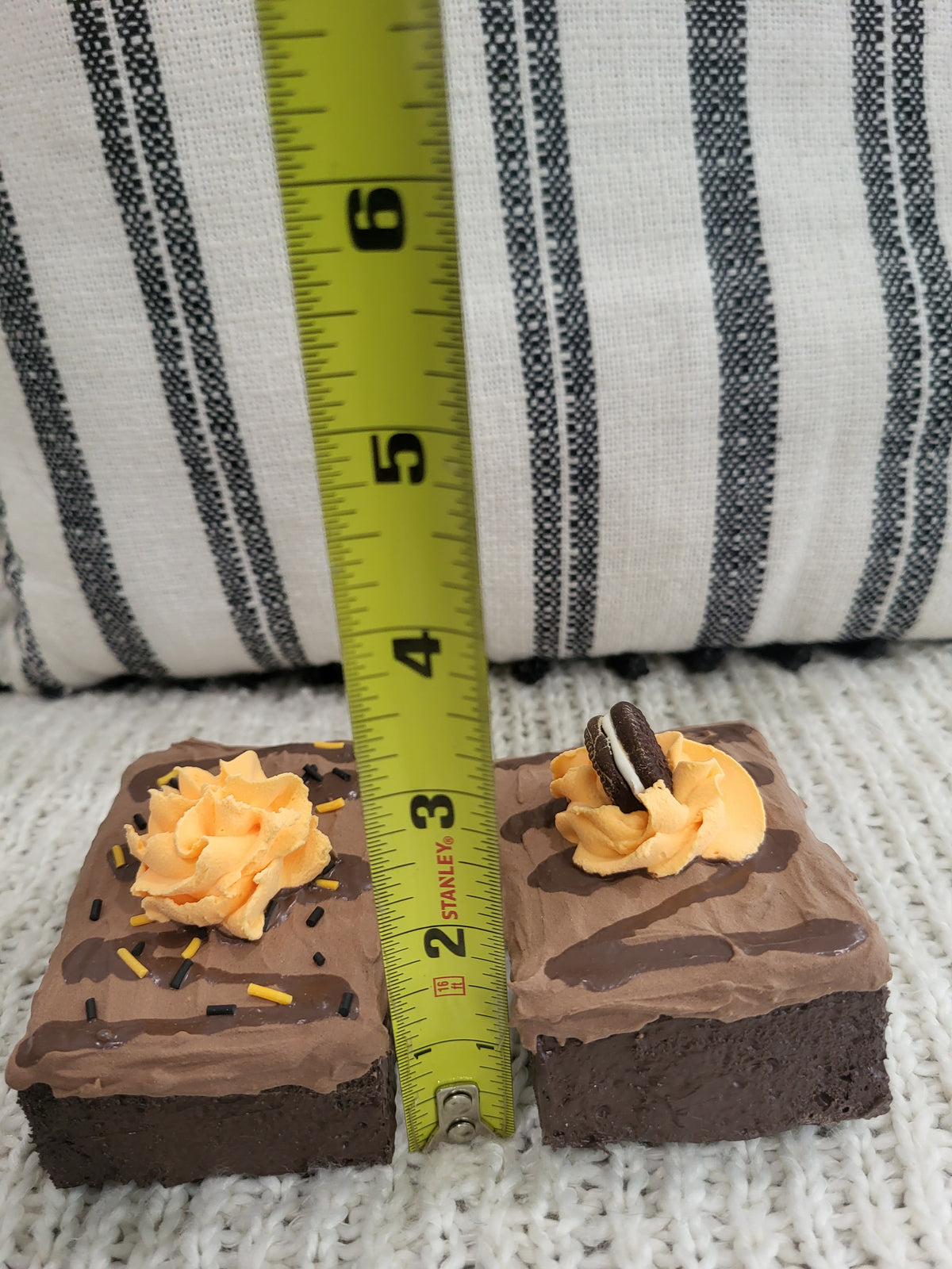 Pip Posh Design Faux Sweet Décor Orange Whipped Brownies Set Of 2 Bakery Collection