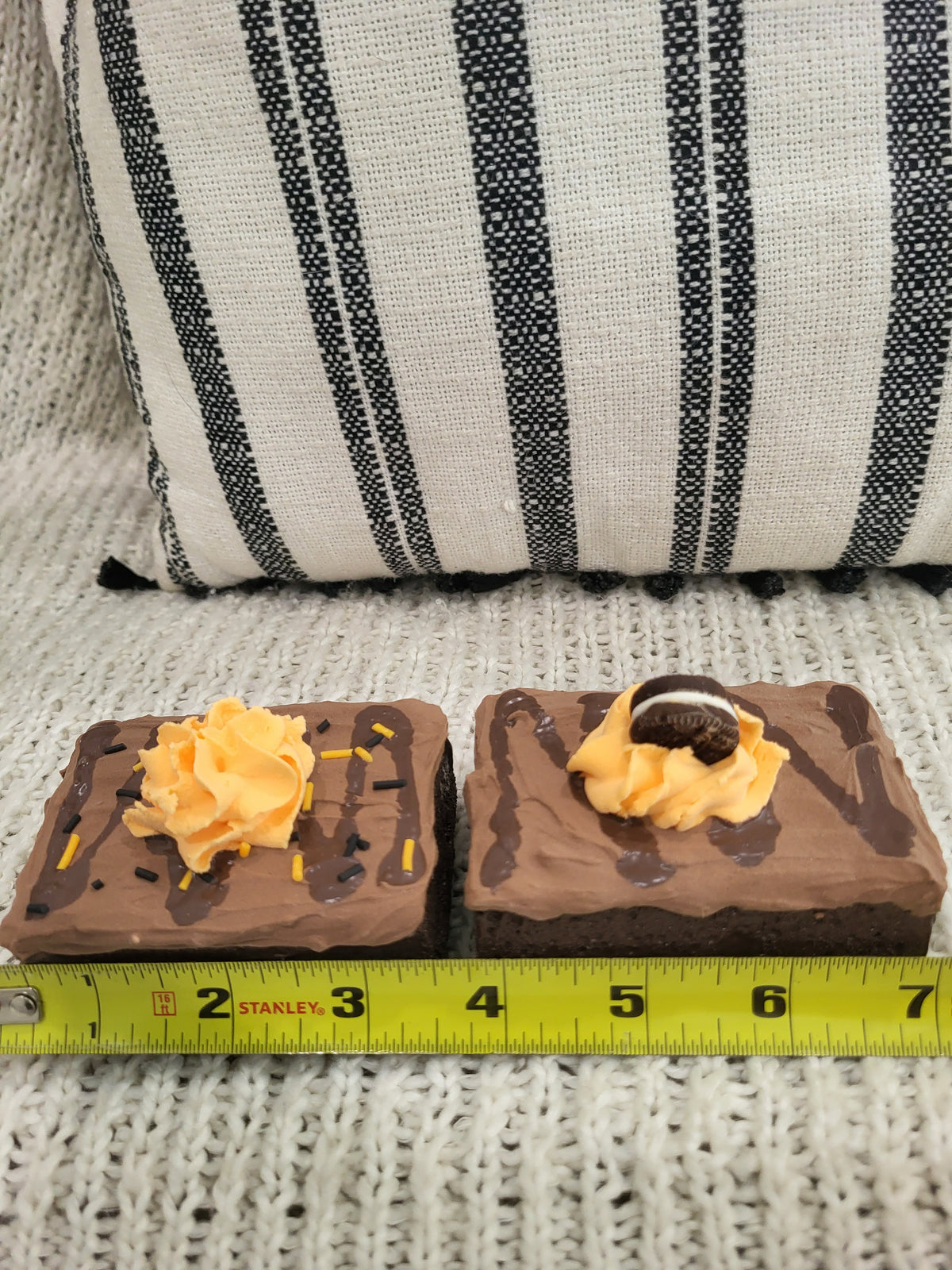 Pip Posh Design Faux Sweet Décor Orange Whipped Brownies Set Of 2 Bakery Collection