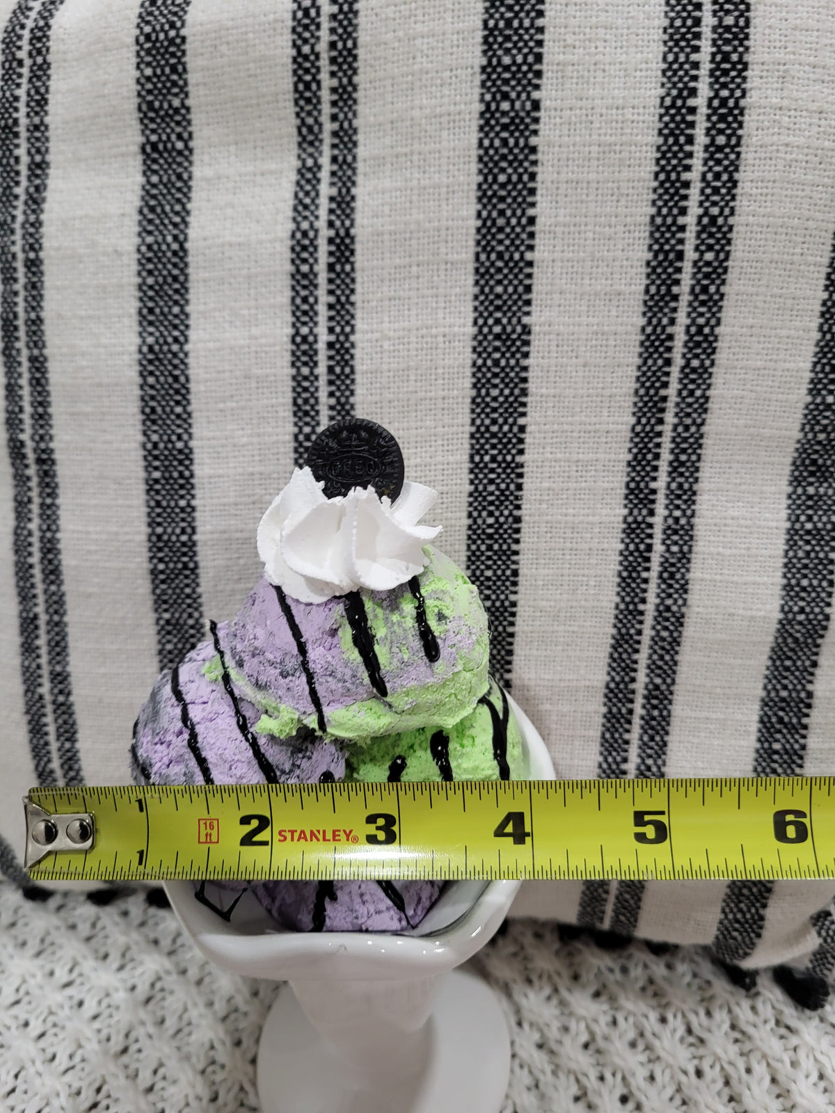 Pip Posh Design Faux Sweet Décor Oreo Whipped Purple &amp; Green Ice Cream Sundae Halloween Collection