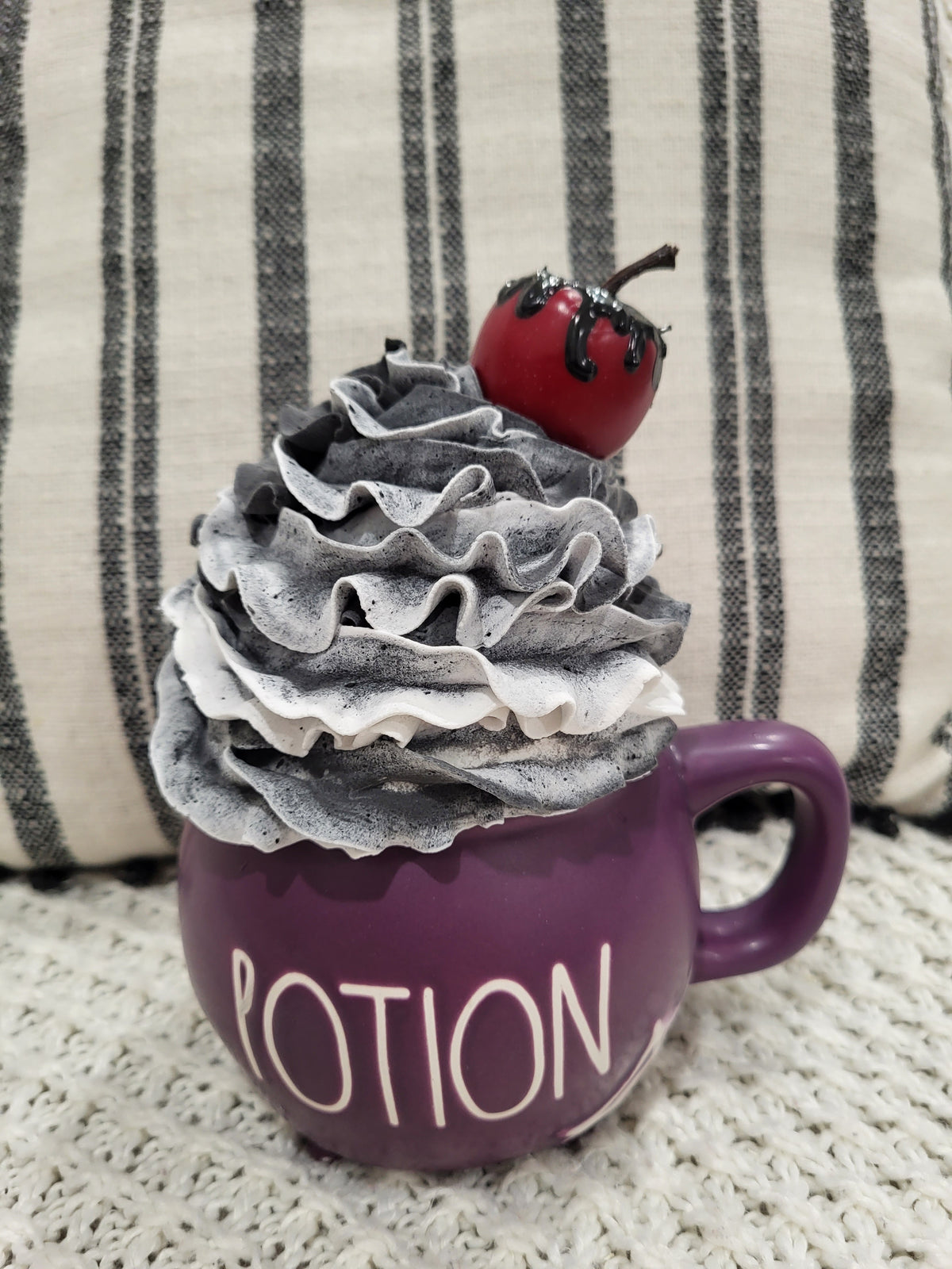 Rae Dunn &quot;Potion&quot; Spiderweb Purple Cauldron Mug &amp; Pip Posh Design Faux Sweet Décor Whipped Poison Apple Halloween Collection