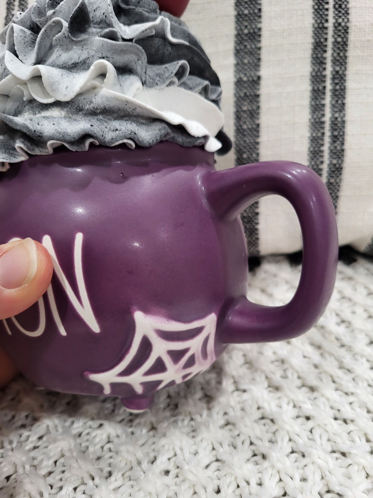 Rae Dunn &quot;Potion&quot; Spiderweb Purple Cauldron Mug &amp; Pip Posh Design Faux Sweet Décor Whipped Poison Apple Halloween Collection