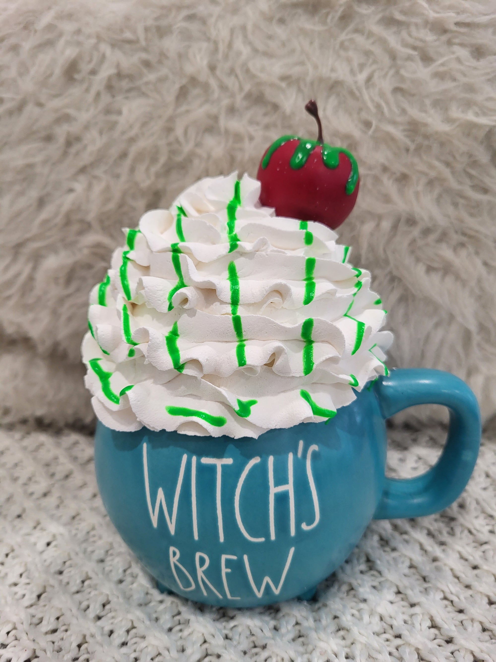 Rae Dunn "Witch's Brew" Cauldron Double Sided Mug & Pip Posh Design Faux Sweet Décor Whipped Poison Apple Topper Halloween Collection