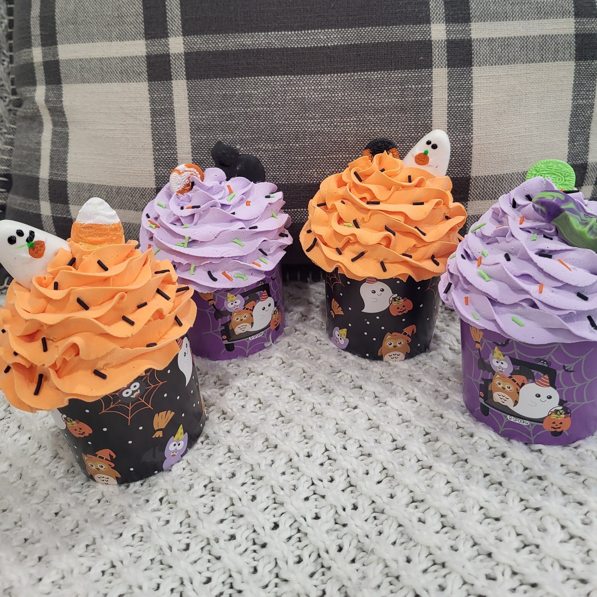 Pip Posh Design Faux Sweet Décor Ghost & Friends Cupcake Assortment Set Of 4 Halloween Collection