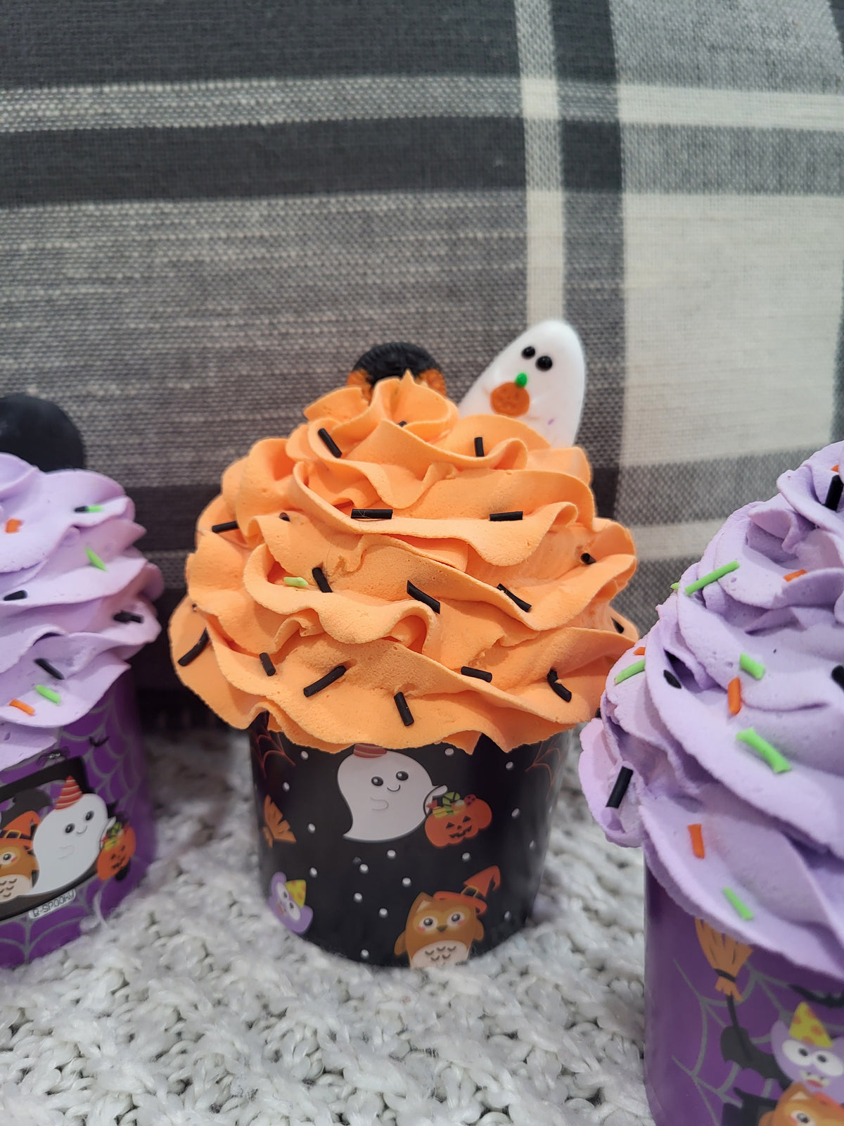 Pip Posh Design Faux Sweet Décor Ghost &amp; Friends Cupcake Assortment Set Of 4 Halloween Collection