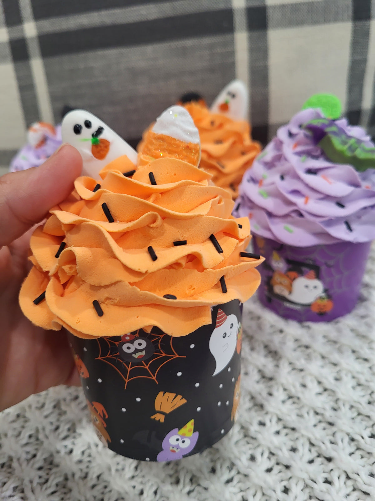 Pip Posh Design Faux Sweet Décor Ghost &amp; Friends Cupcake Assortment Set Of 4 Halloween Collection