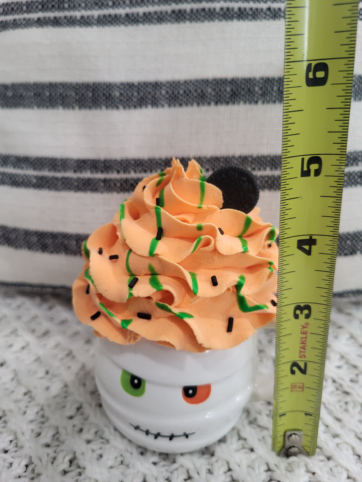 Pip Posh Design Faux Sweet Décor Mini Mummy Mug &amp; Orange Whipped Topper Halloween Collection