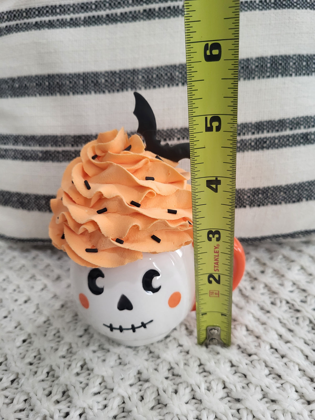 Pip Posh Design Faux Sweet Décor Mini Skeleton Mug &amp; Orange Whipped Topper Halloween Collection