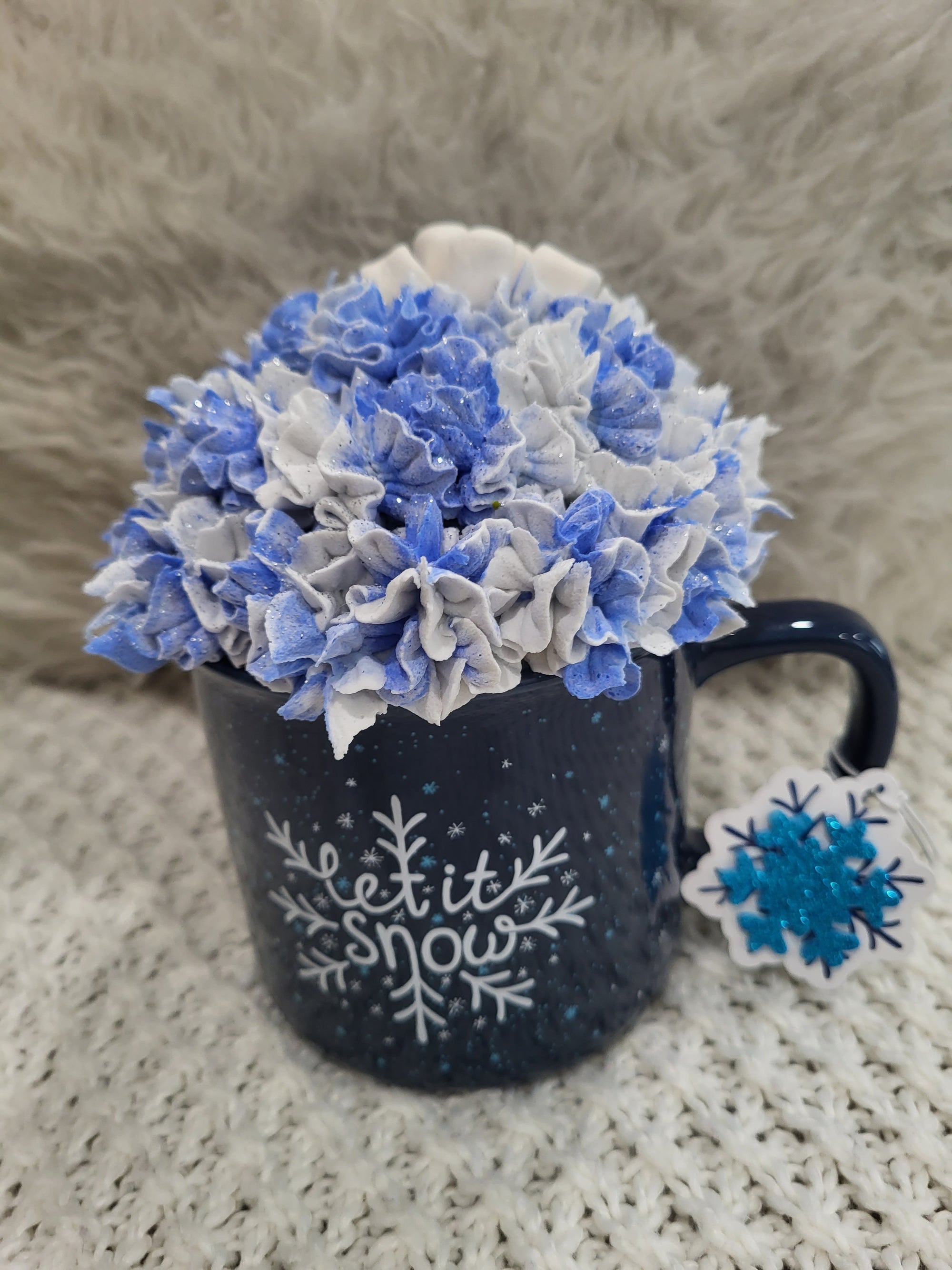 Pip Posh Design Faux Sweet Décor  "Let It Snow" Mug & Marshmallow Whipped Topper Winter Collection