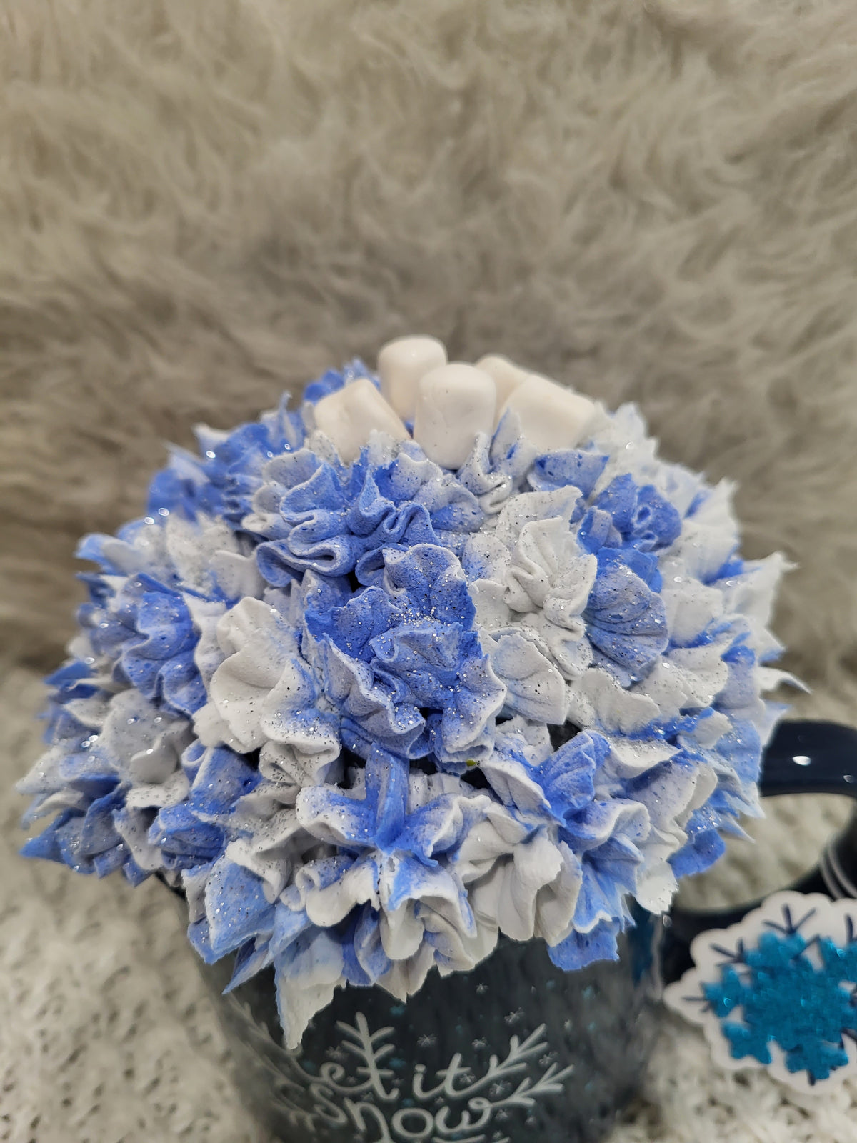 Pip Posh Design Faux Sweet Décor  &quot;Let It Snow&quot; Mug &amp; Marshmallow Whipped Topper Winter Collection