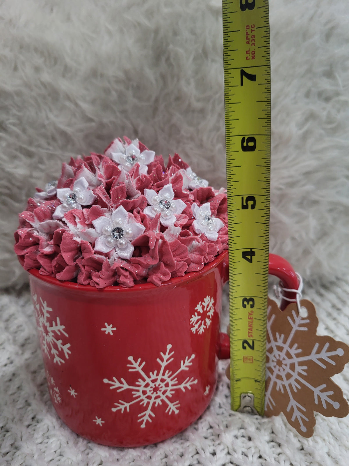 Pip Posh Design Faux Sweet Décor &quot;Snowflake&quot; Red Mug &amp; Whipped Topper Winter Collection
