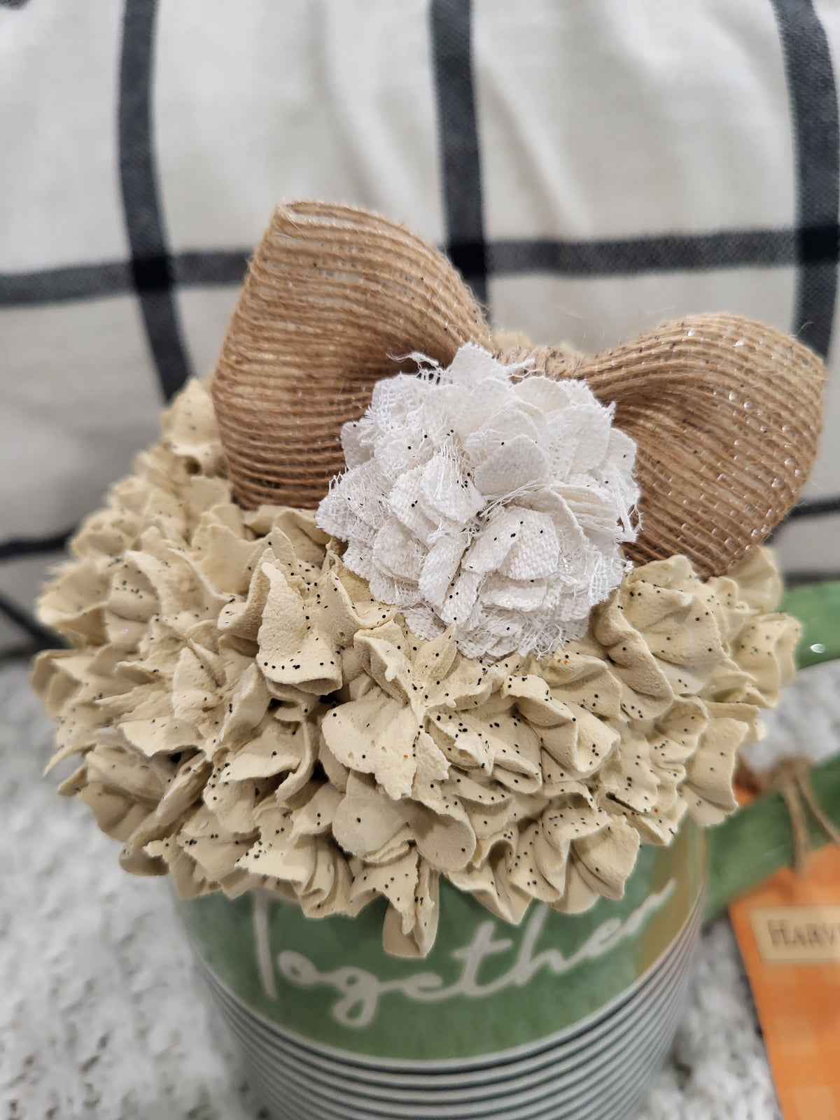 Pip Posh Design Faux Sweet Décor &quot;Together&quot; Mug &amp; Ivory Burlap Whipped Topper Fall Collection