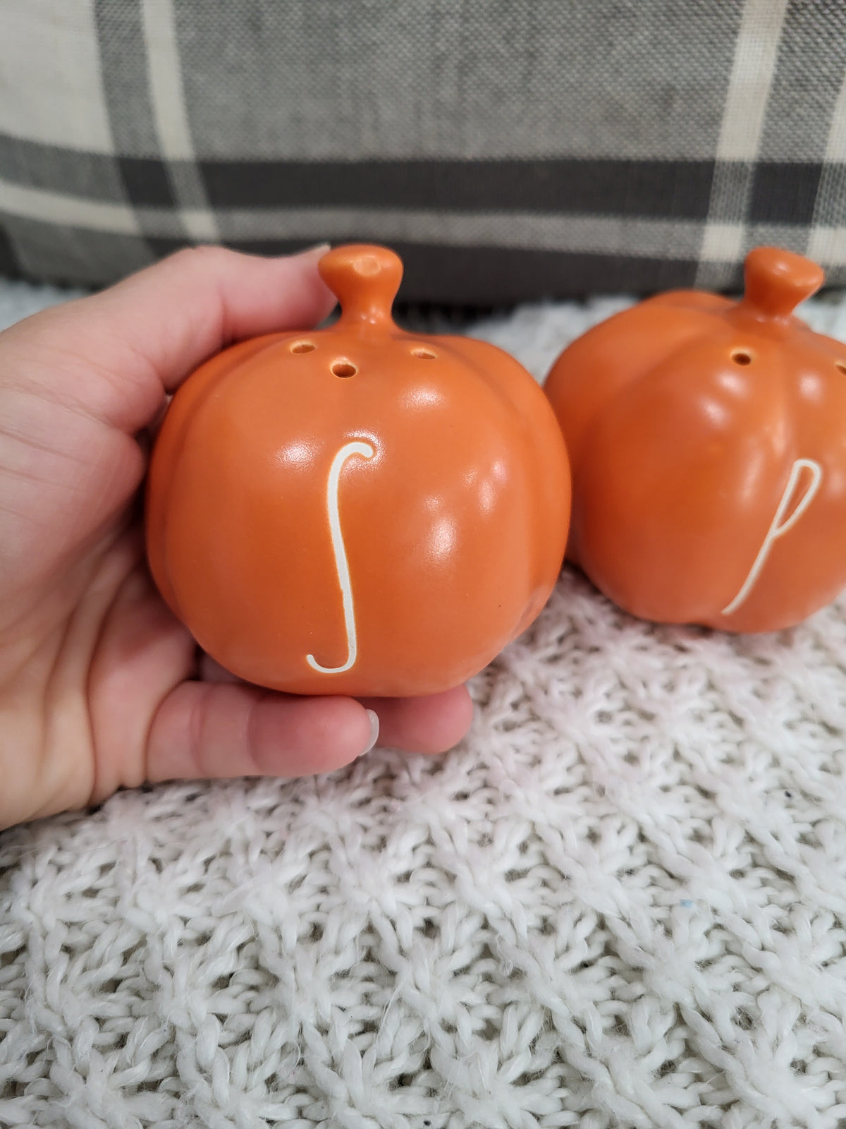 Rae Dunn &quot;S &amp; P&quot; Orange Pumpkin Salt And Pepper Shakers Fall Collection