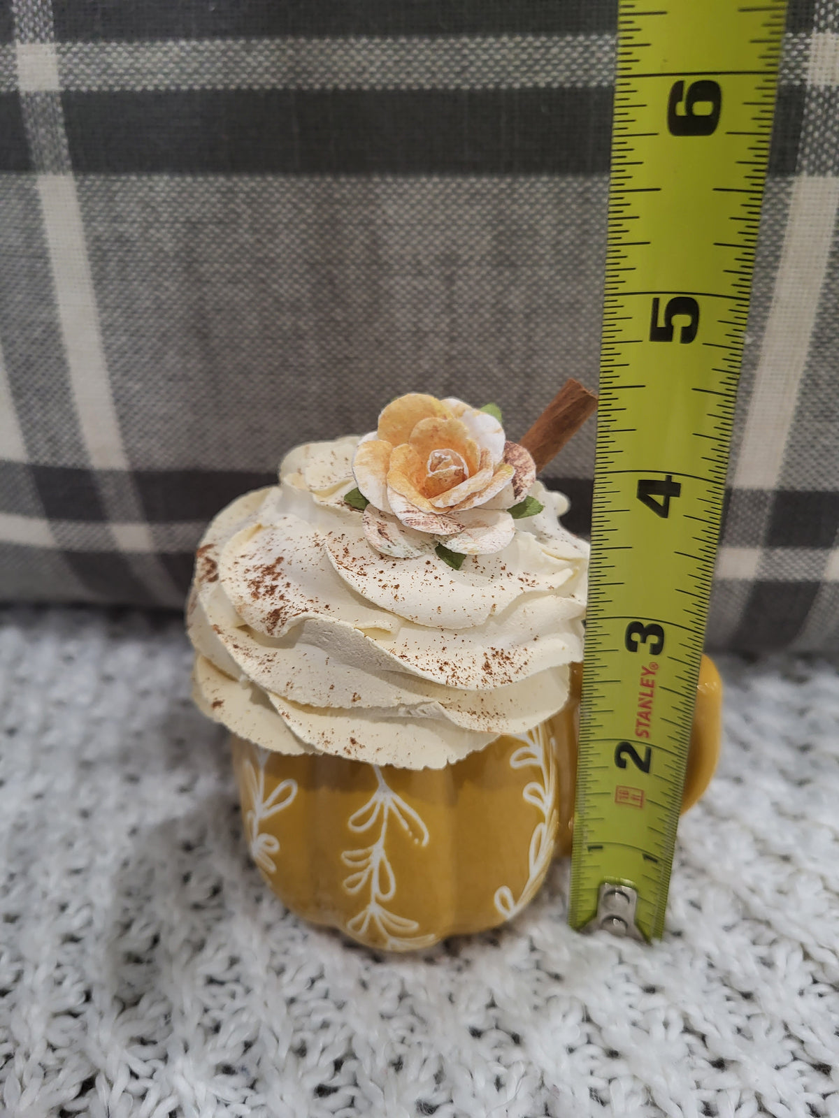 Pip Posh Design Faux Sweet Décor Mini Yellow Fall Mug &amp; Whipped Ivory Cinnamon Topper Fall Collection