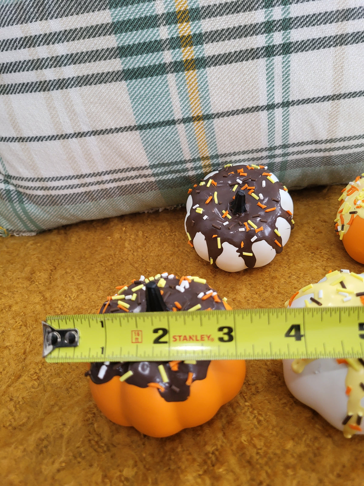 Pip Posh Design Faux Sweet Décor Mini Sprinkled Pumpkin Donuts Set Of 4 Fall Collection