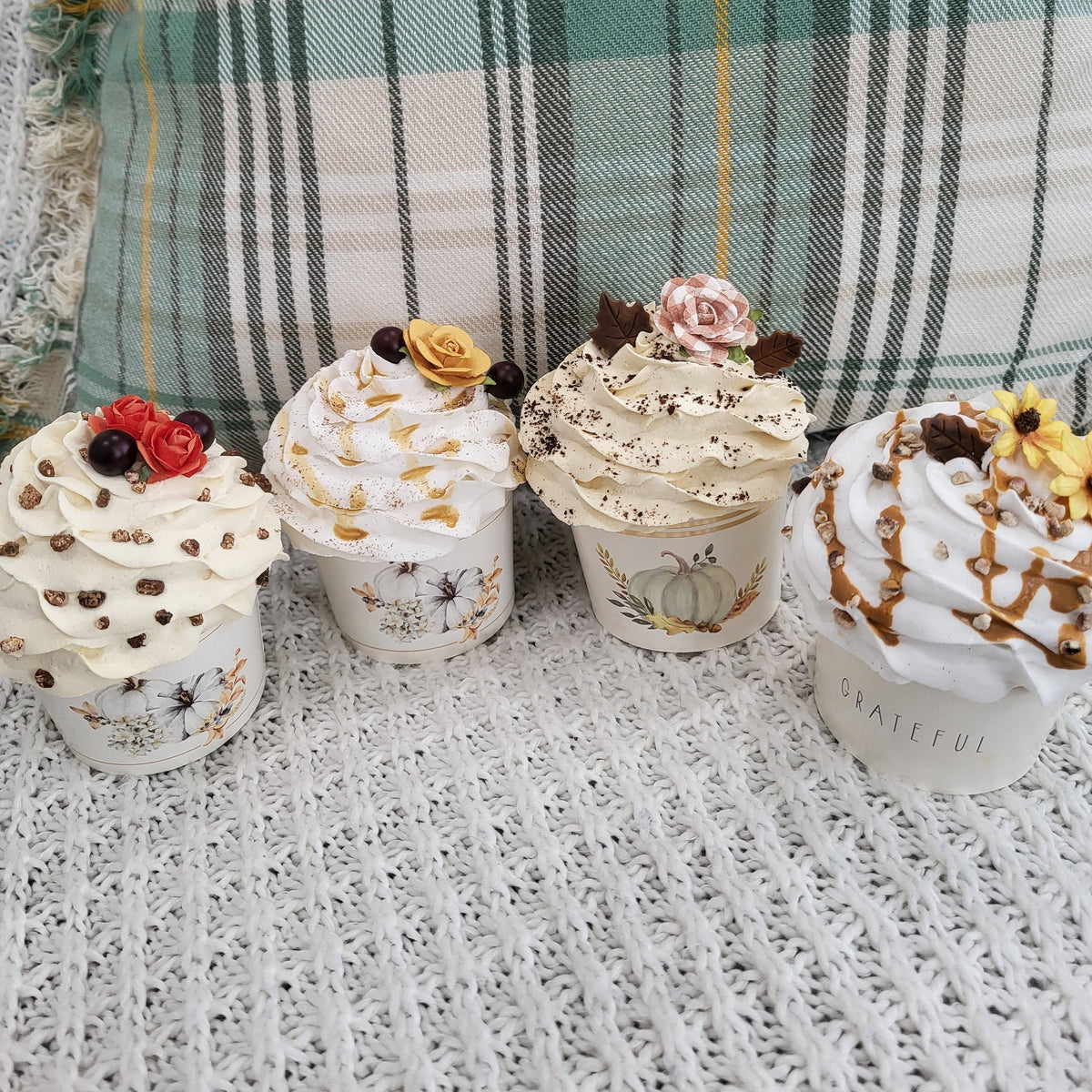 Pip Posh Design Faux Sweet Décor Harvest Cupcakes Set Of 4 Fall Bakery Collection