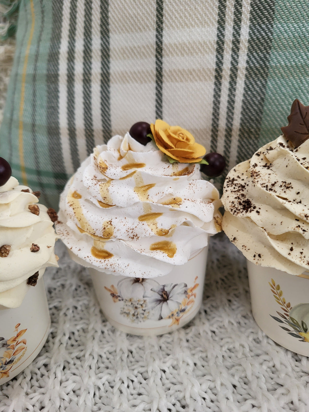 Pip Posh Design Faux Sweet Décor Harvest Cupcakes Set Of 4 Fall Bakery Collection