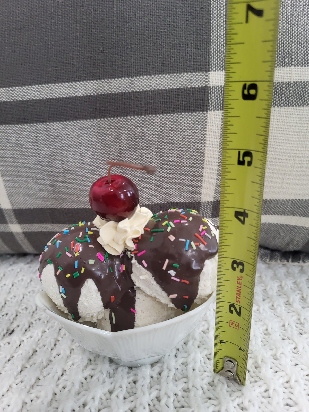 Pip Posh Design Faux Sweet Décor Chocolate Confetti Drizzled Vanilla Ice Cream With A Cherry On Top Ice Cream Dessert Collection