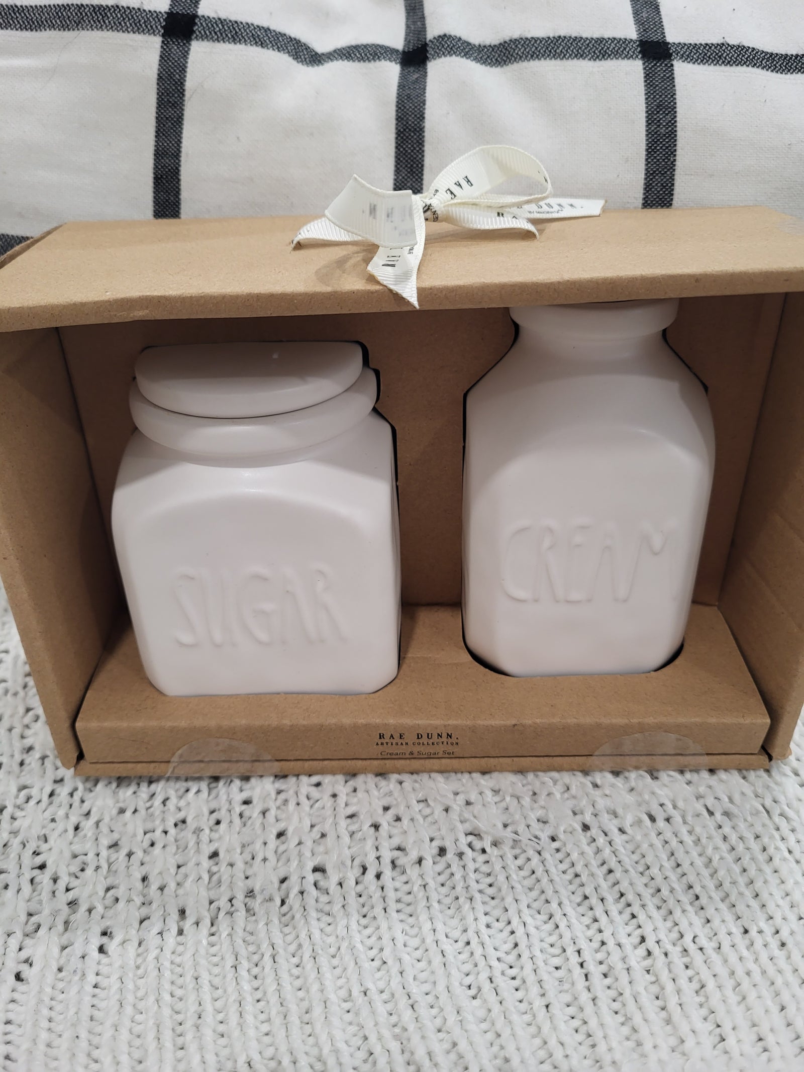 Rae Dunn "Sugar & Cream" White Ceramic Jar Set Farm House Style Collection